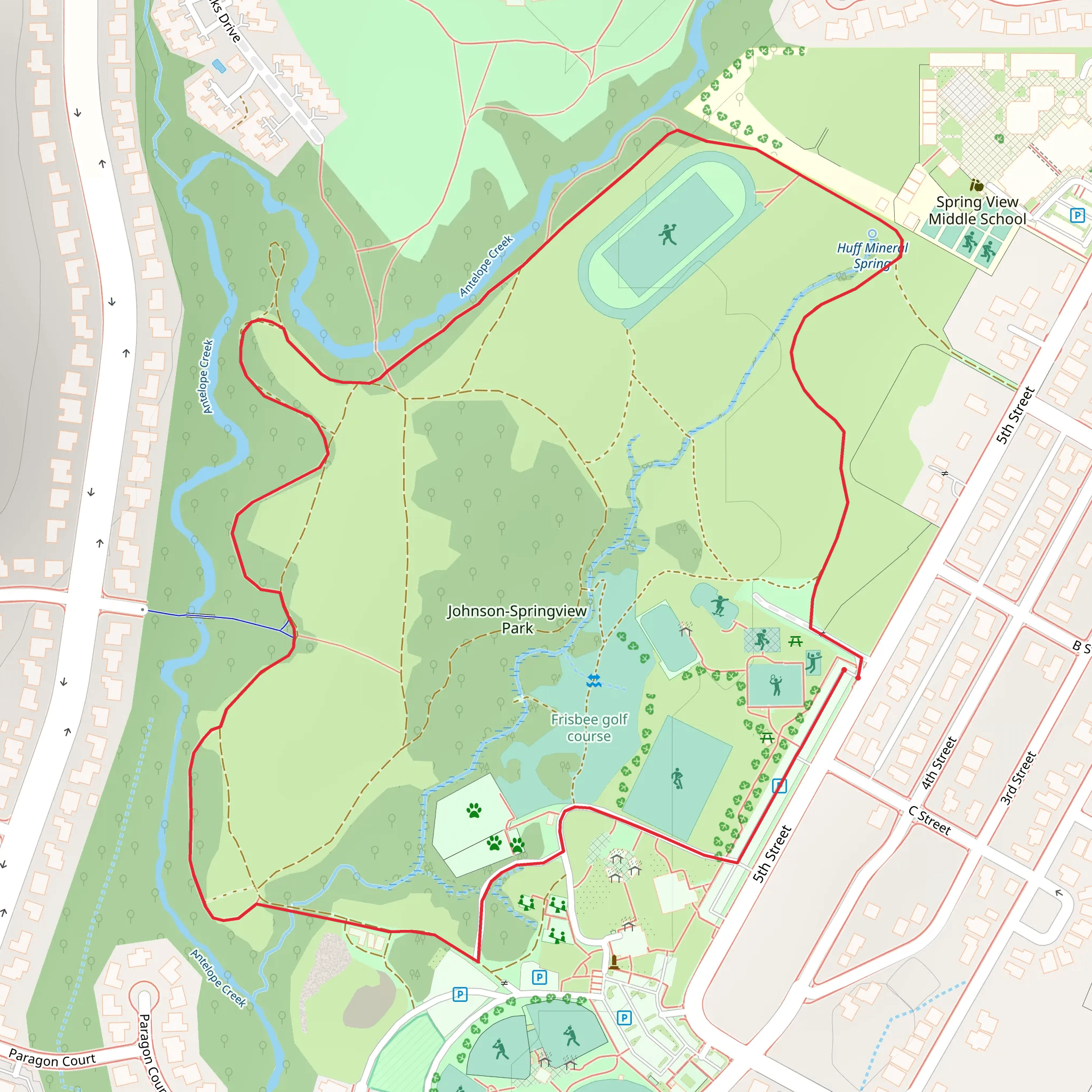 Johnson Springview Park Loop mobile static map