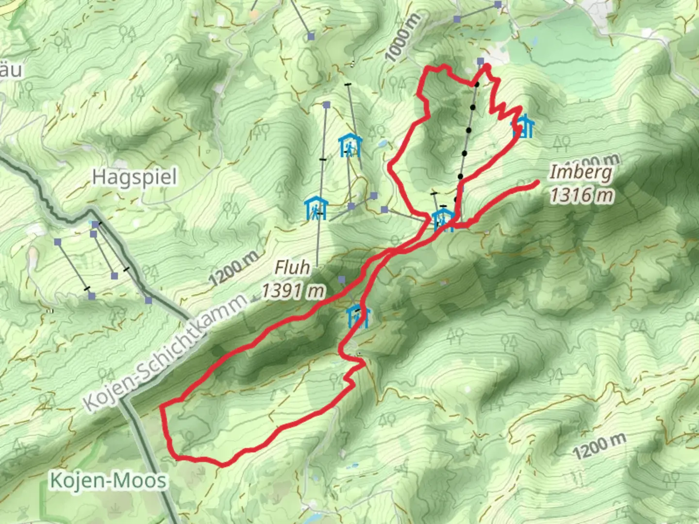An image depicting the trail Imberg, Hochbuhl and Waltners Alpe Loop and its surrounding area.