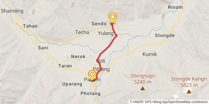 Lamayuru to Padum Trek stage 12 Map