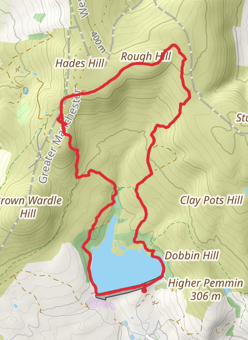 Hike on Watergrove Reservoir and Woodland Loop mobile static map