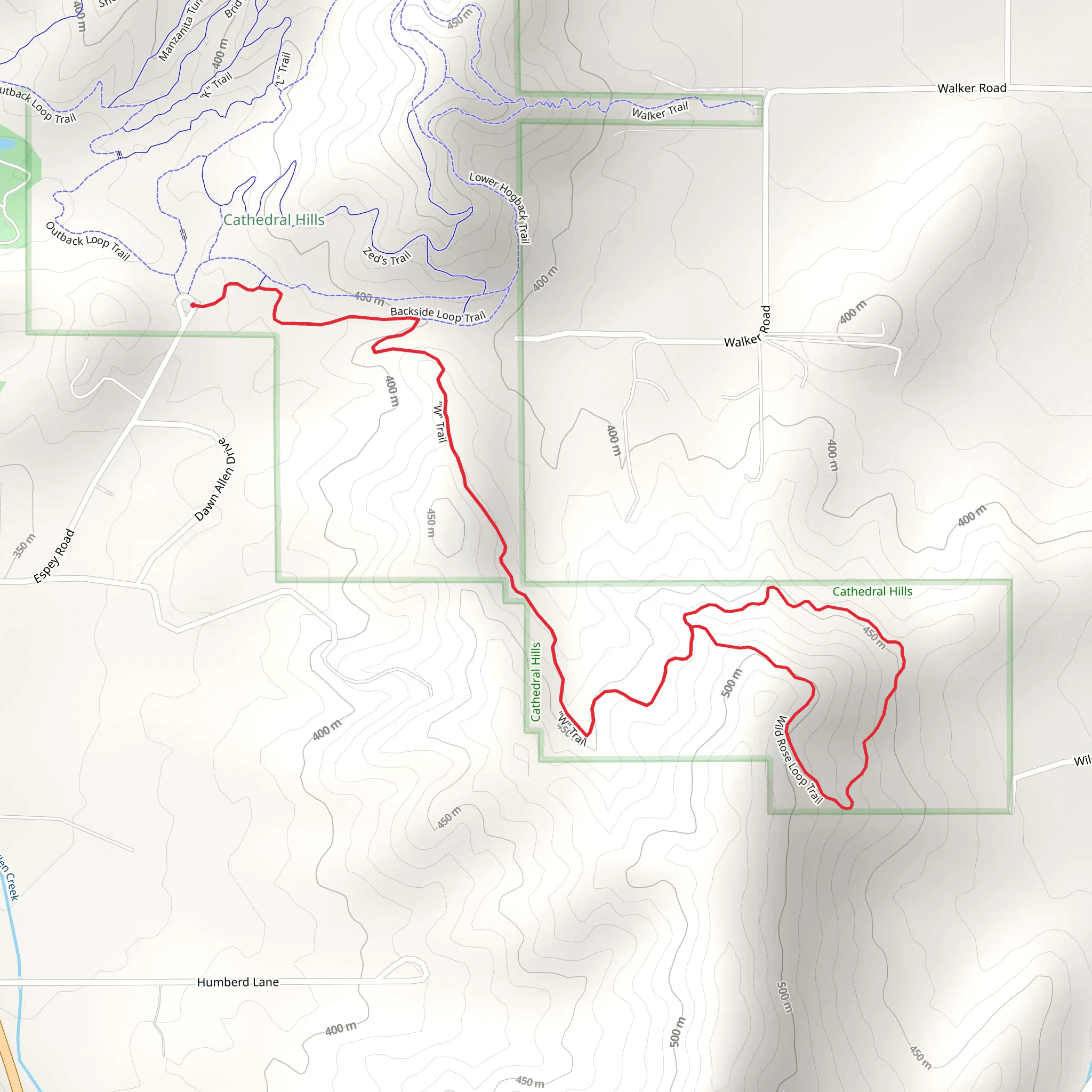 Wild Rose Loop via Backside Trail mobile static map
