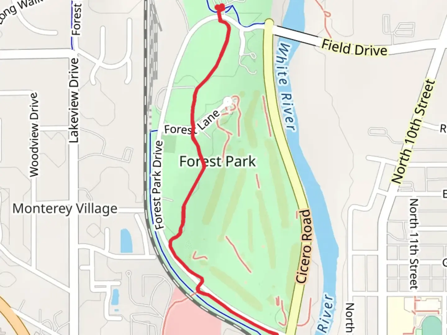 An image depicting the trail Forest Park Walk and its surrounding area.