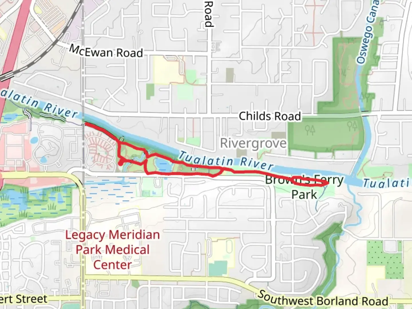 An image depicting the trail Tualatin River Greenway and its surrounding area.