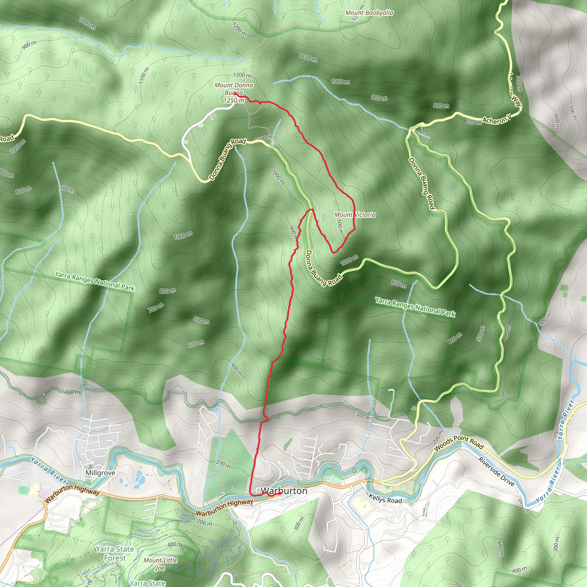 Mt Donna Buang Trail - Long mobile static map
