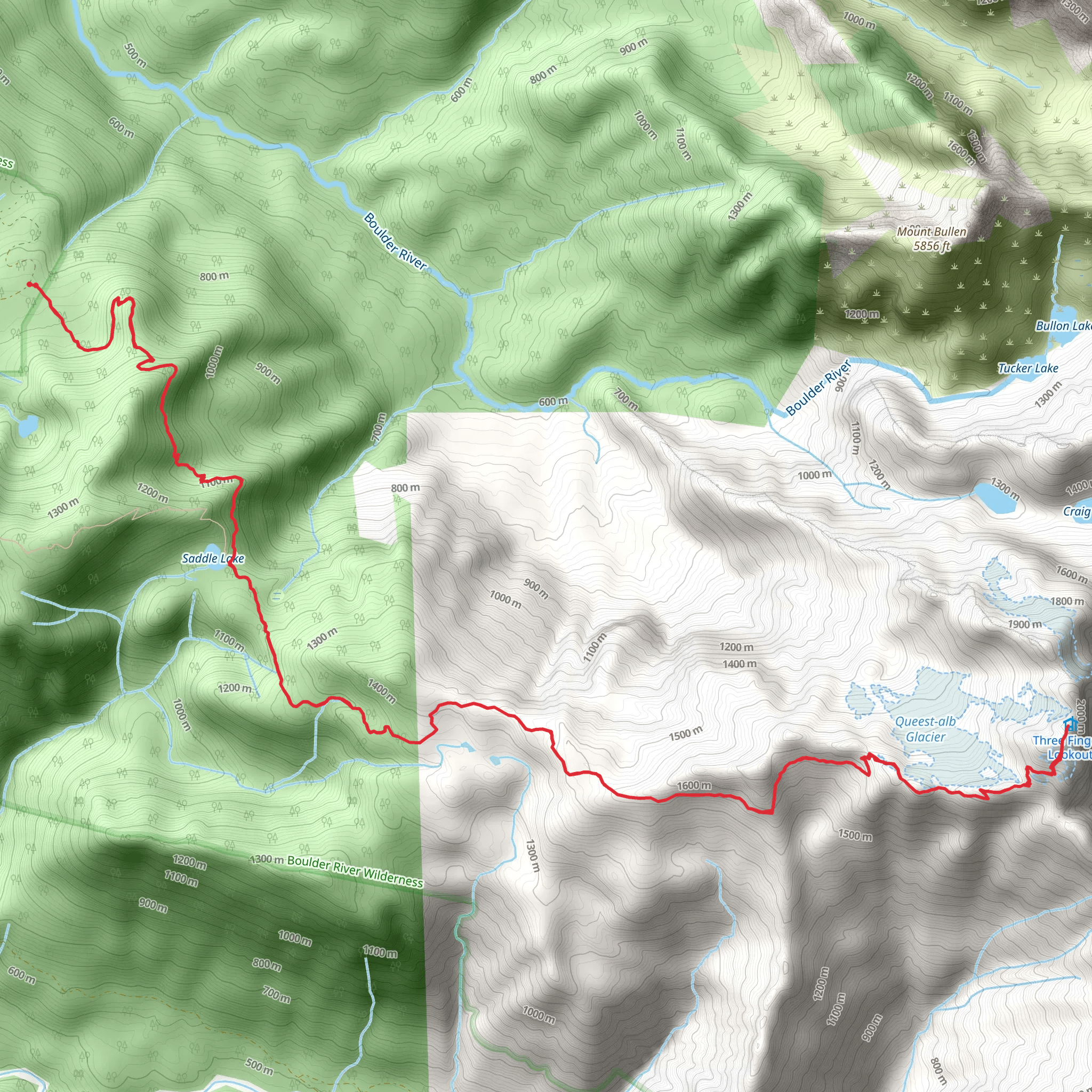 Three Fingers - Saddle Lake Trail mobile static map