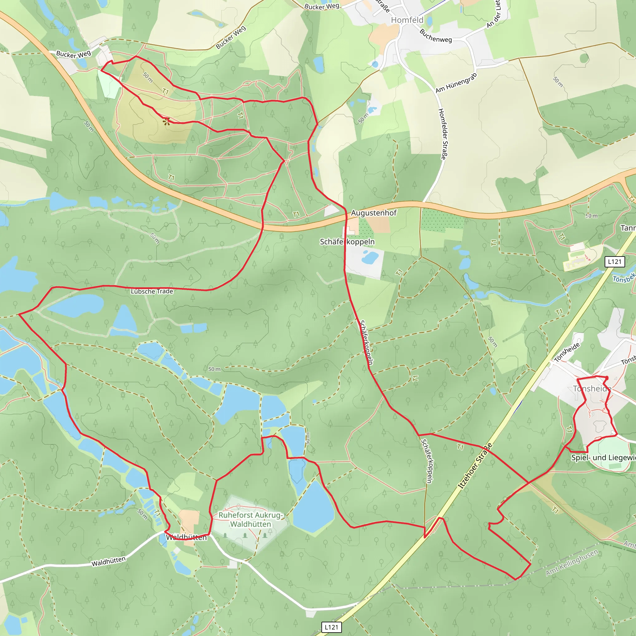 Boxberg via Wanderroute Waldhuetten and Ochsenschleichweg mobile static map