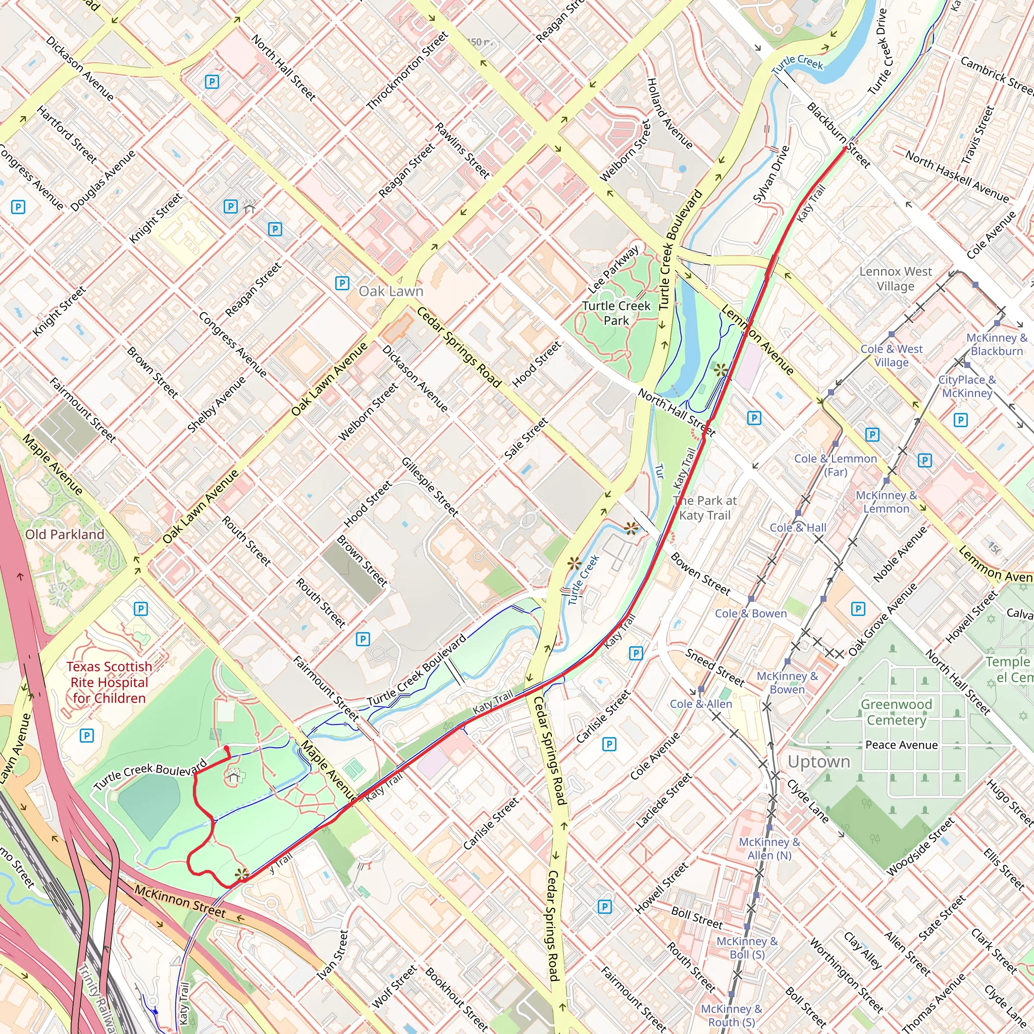 Reverchon Park - KATY Trail mobile static map