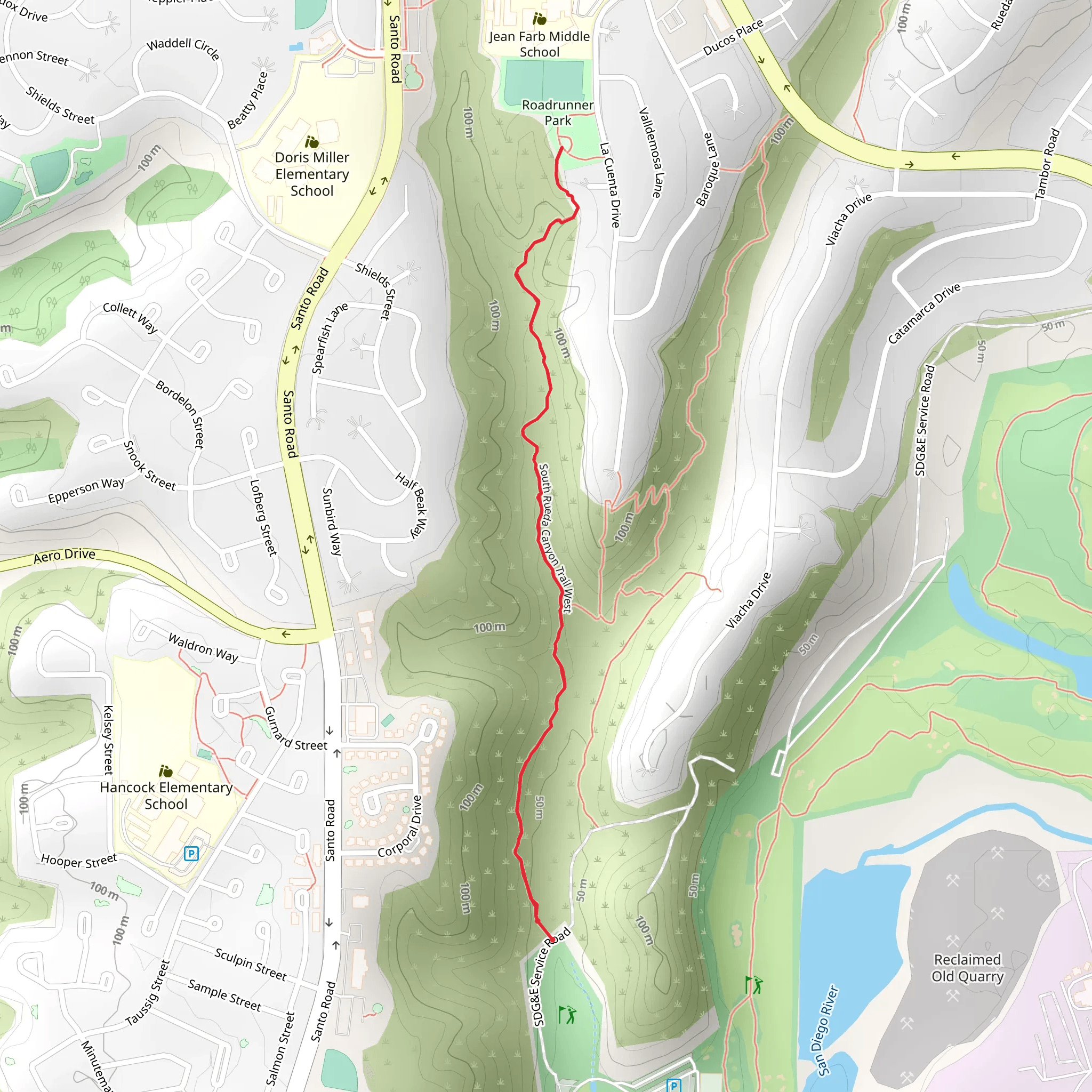 South Rueda Canyon Trail West mobile static map
