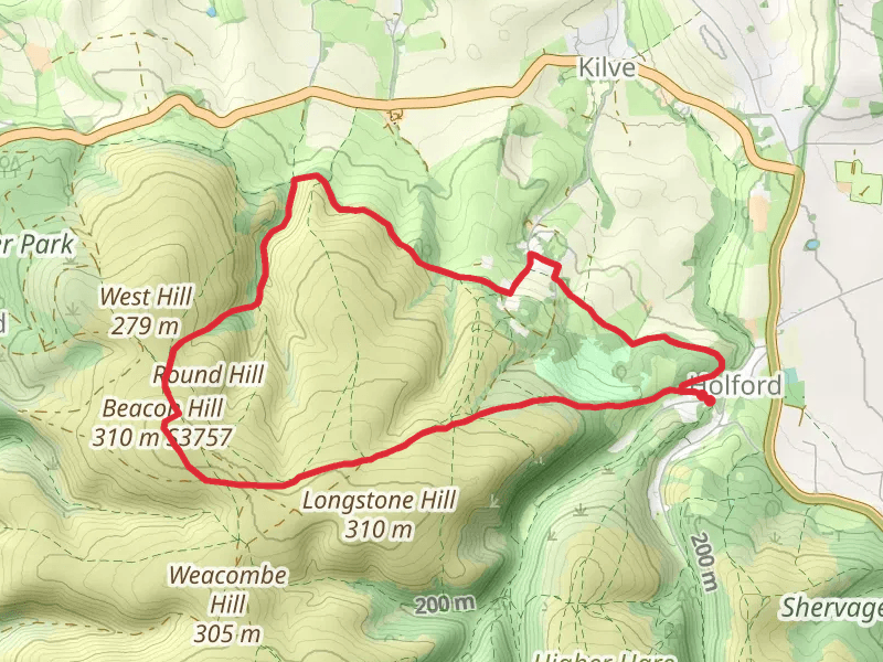 Holford - The Great Road - Beacon Hill and Smith's Combe mobile static map