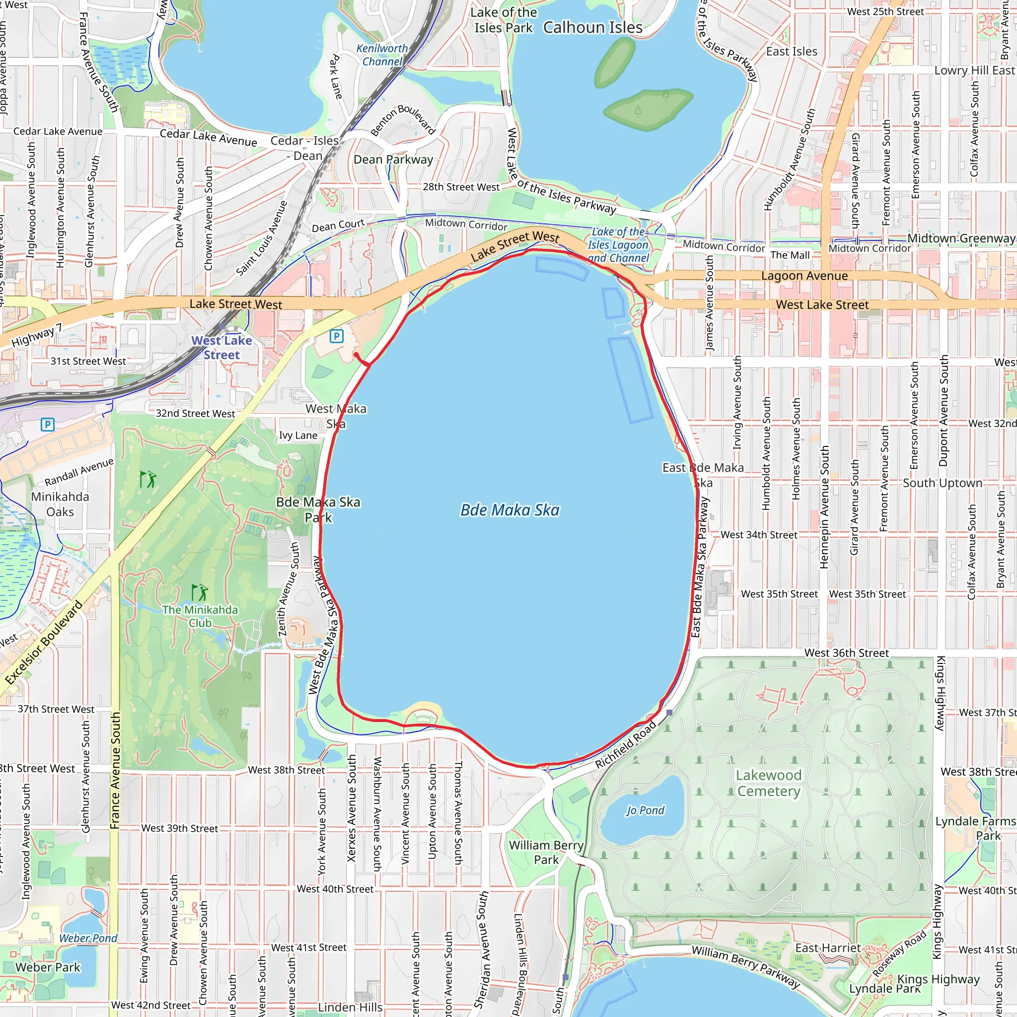 Bde Maka Ska Lake Loop Trail mobile static map