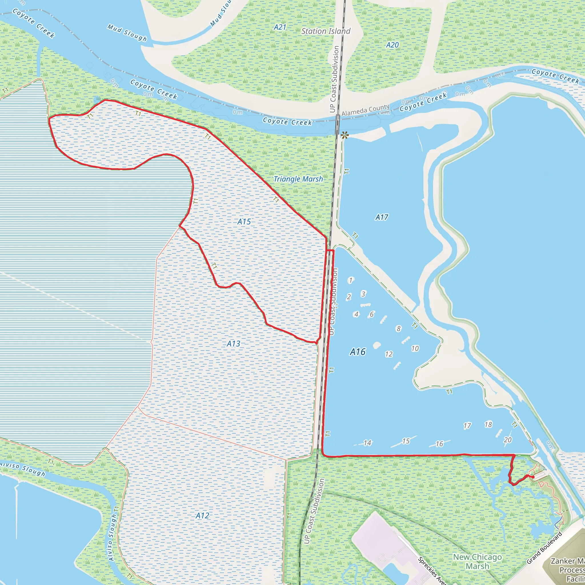 Alviso Slough Loop via Mallard Slough Trail mobile static map
