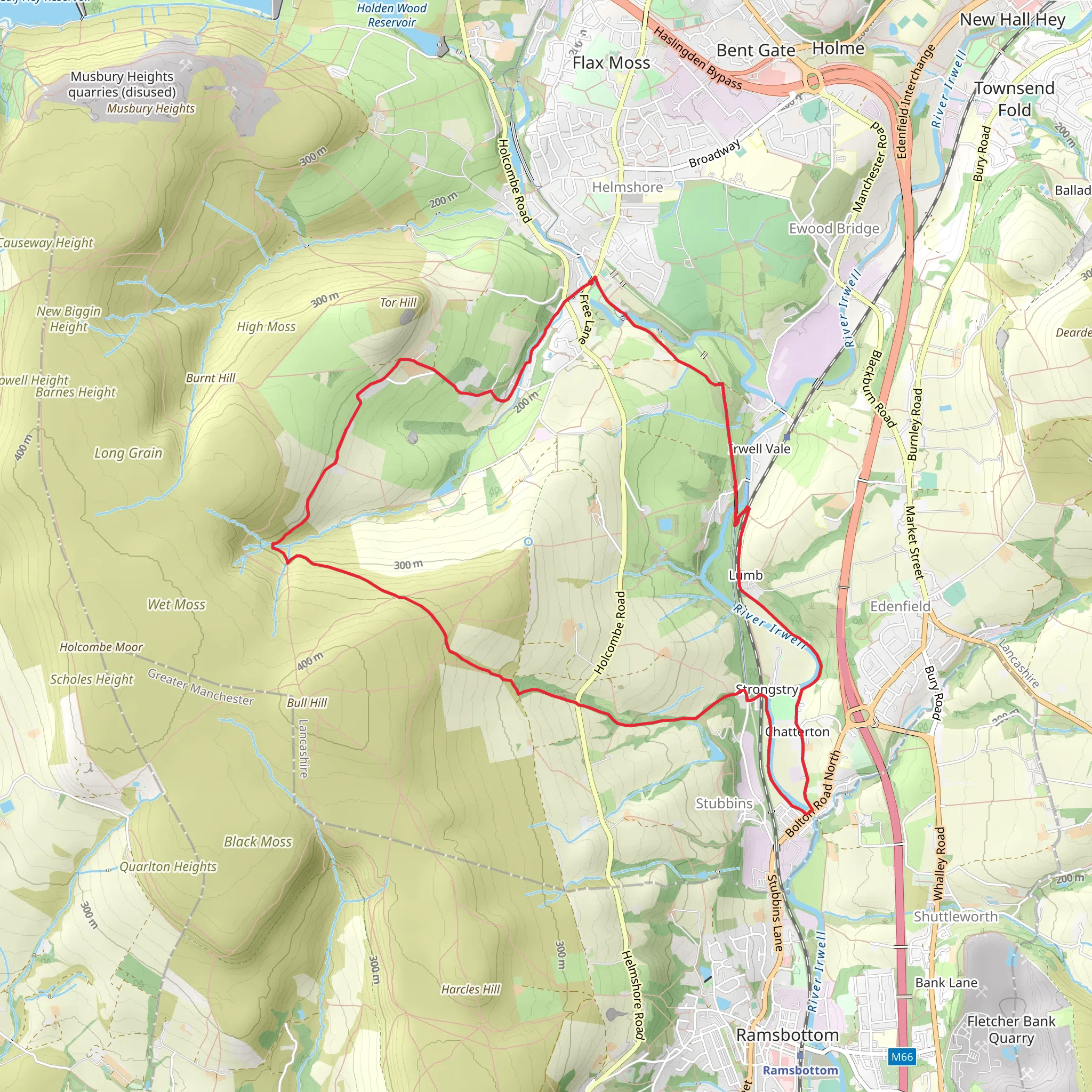 Beetle Hill and River Irwell Loop mobile static map