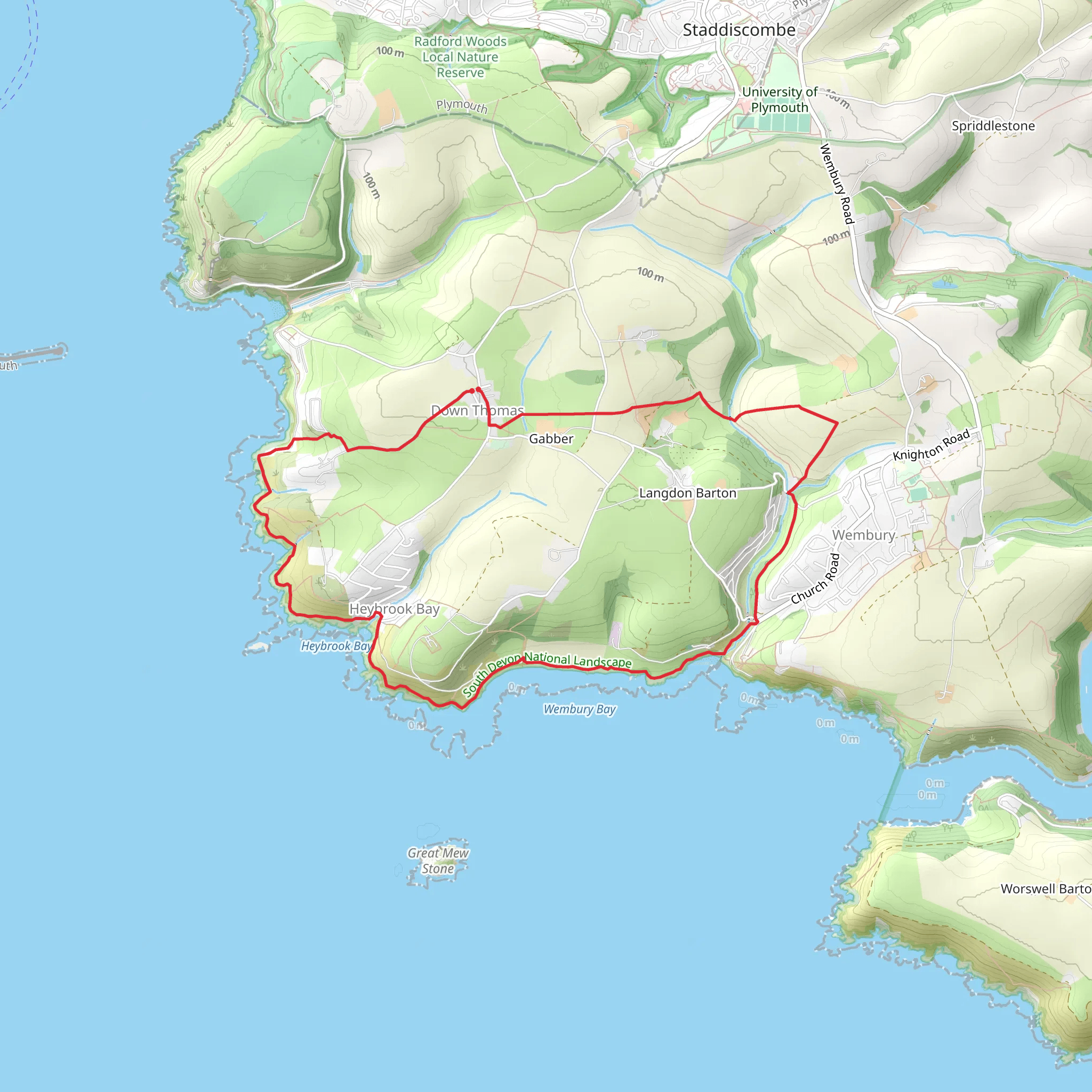 Down Thomas, Wembury and Heybrook Bay Loop mobile static map