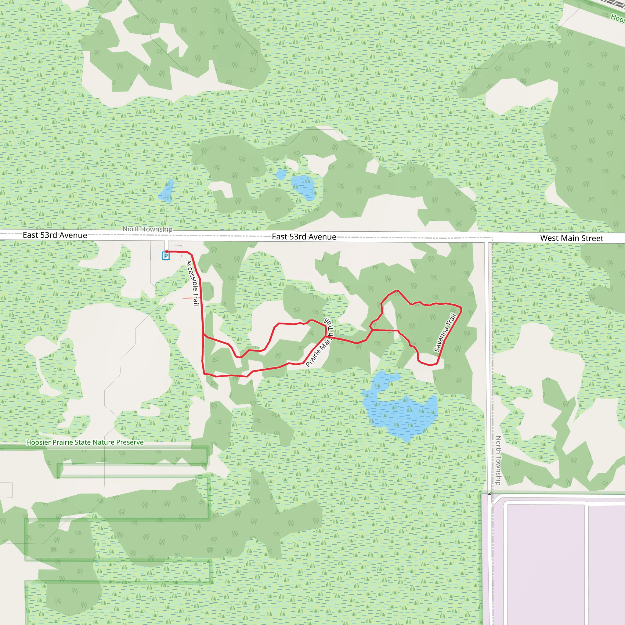 Prairie Marsh and Savanna Loop Trail mobile static map