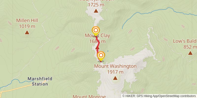 Appalachian Trail Section Hike - The Presidential Traverse alt 1 Map