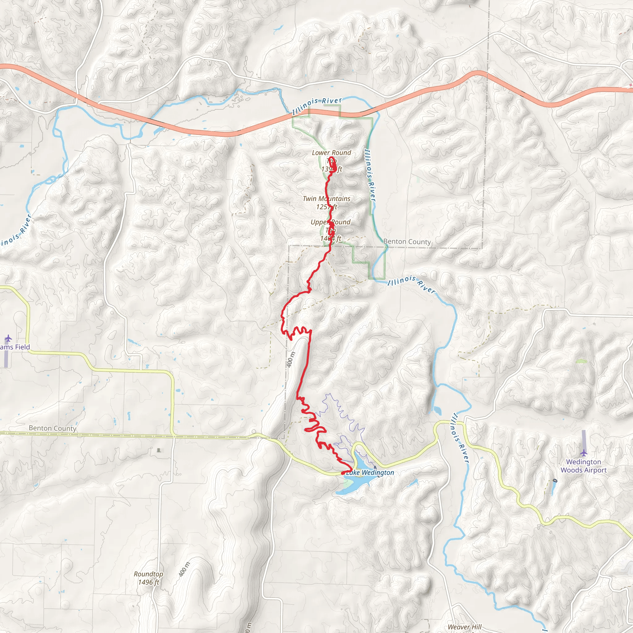 Upper Round, Twin Mountains and Lower Round via Lake Wedingtom Walk mobile static map