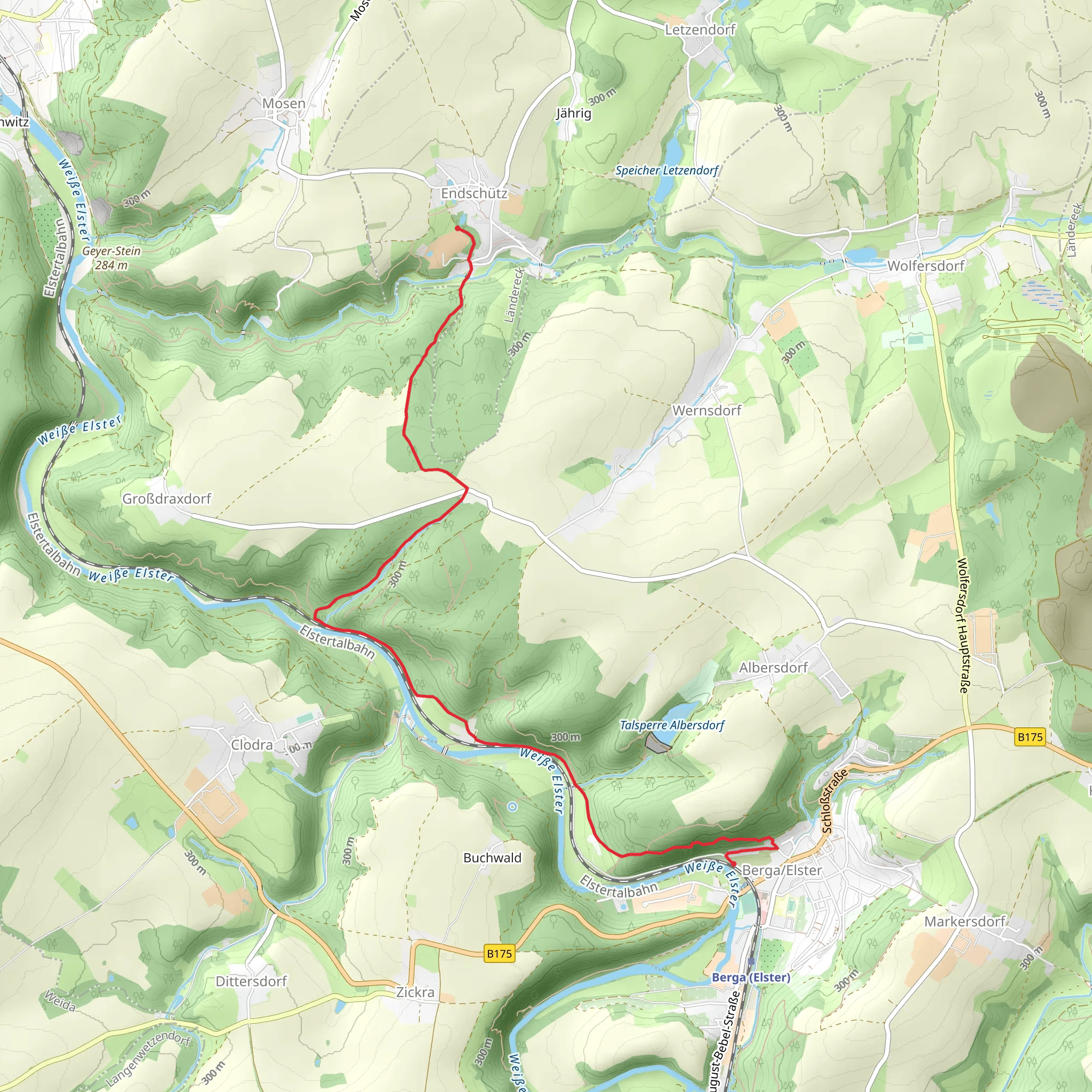 Endschütz to BergaWalk via River Weiße Elster mobile static map