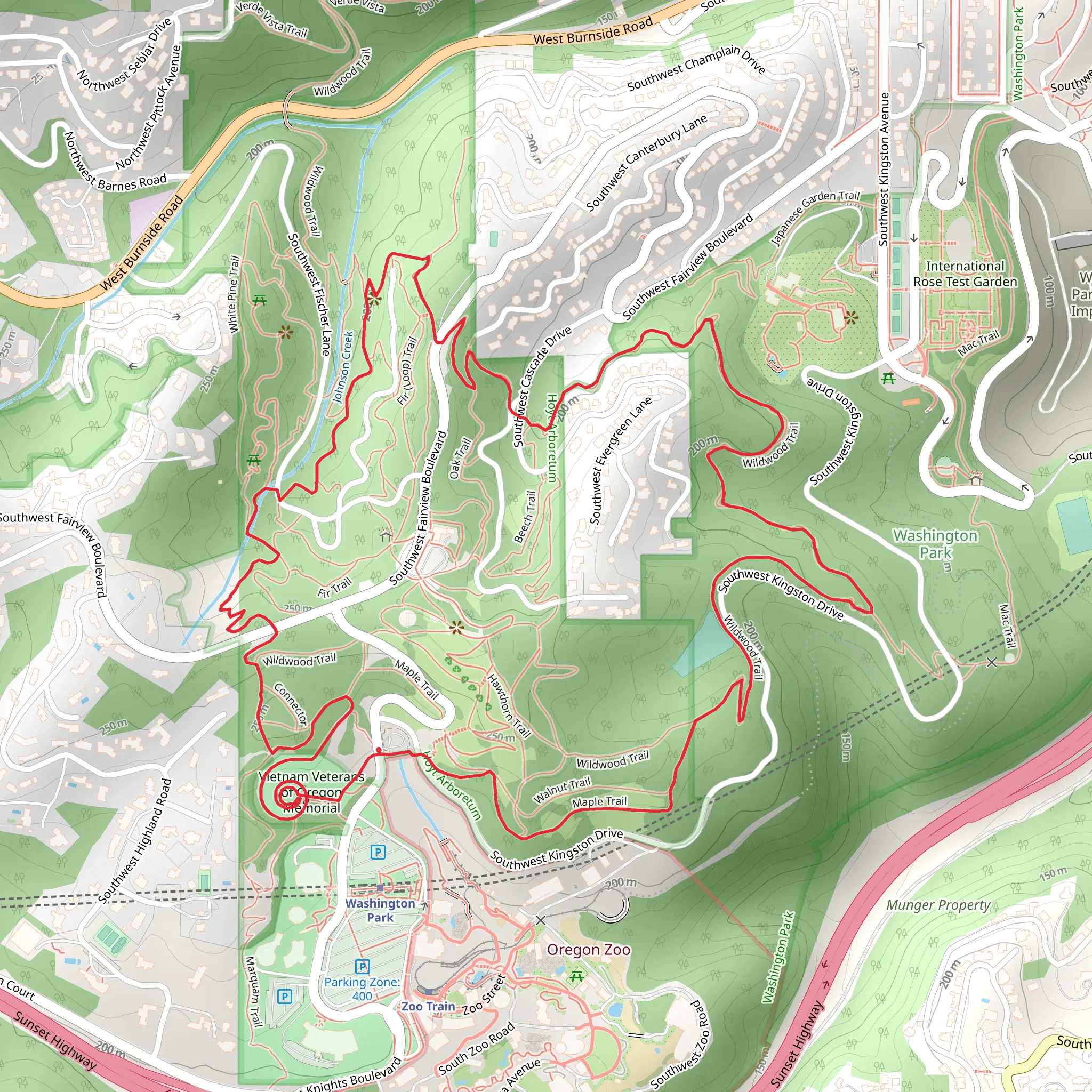 Overlook Trail, Wildwood and Redwood Loop Trail mobile static map
