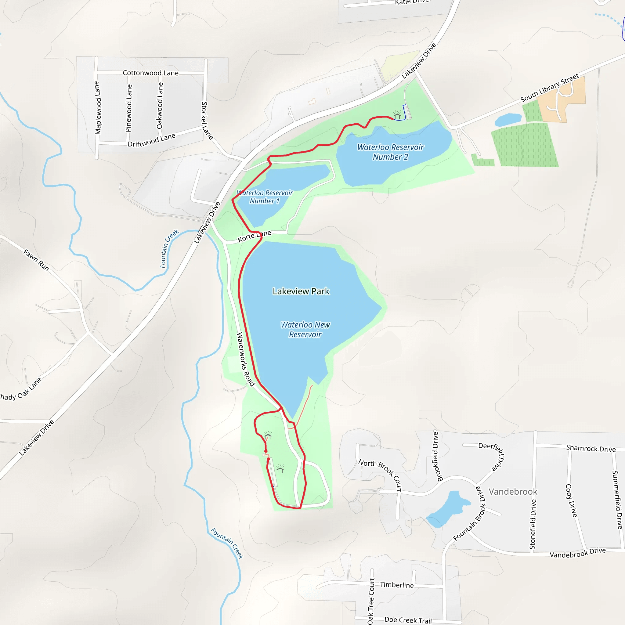 Waterloo Reservoir and Lakeview Park mobile static map