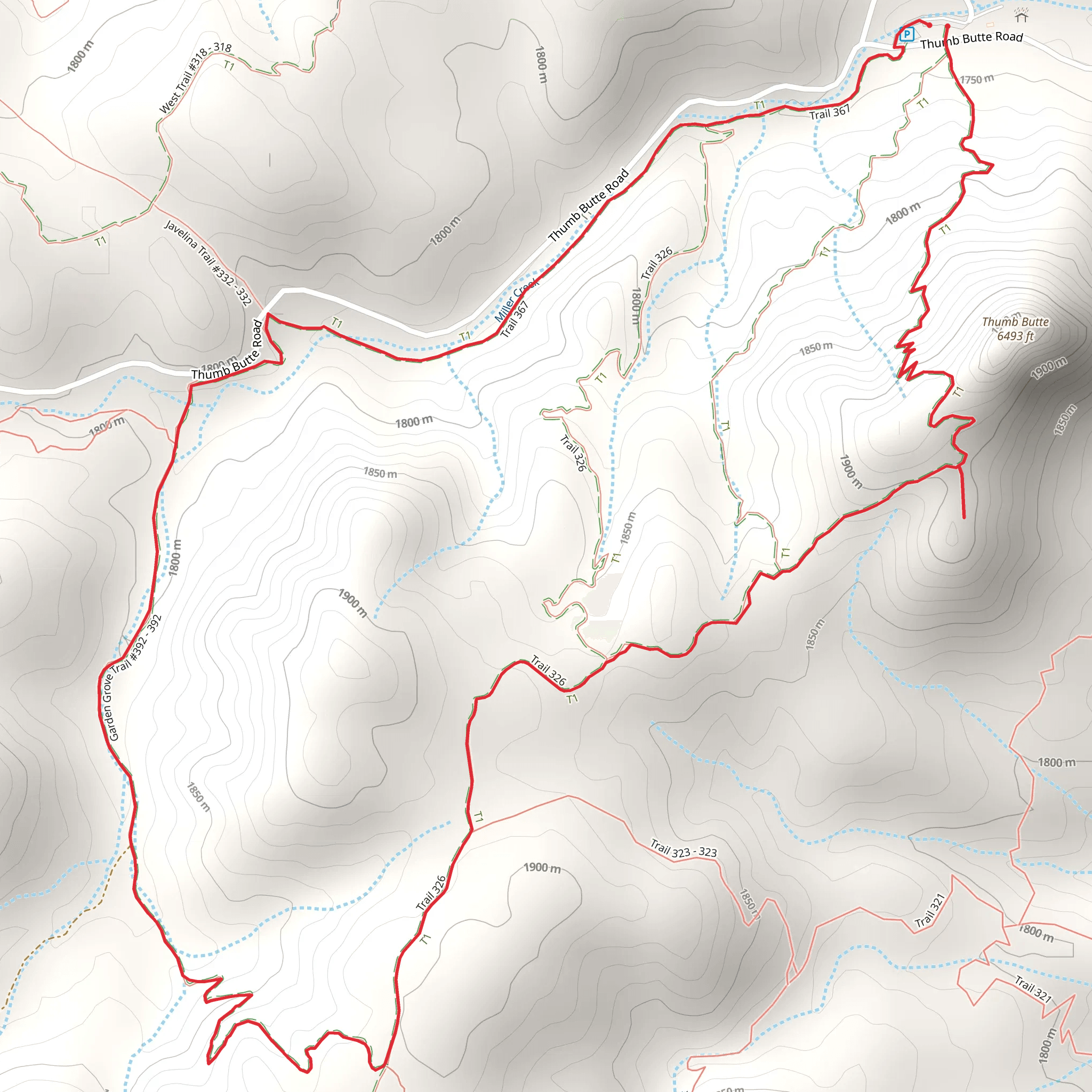 Miller Creek Trail and Prescott Circle Trail mobile static map