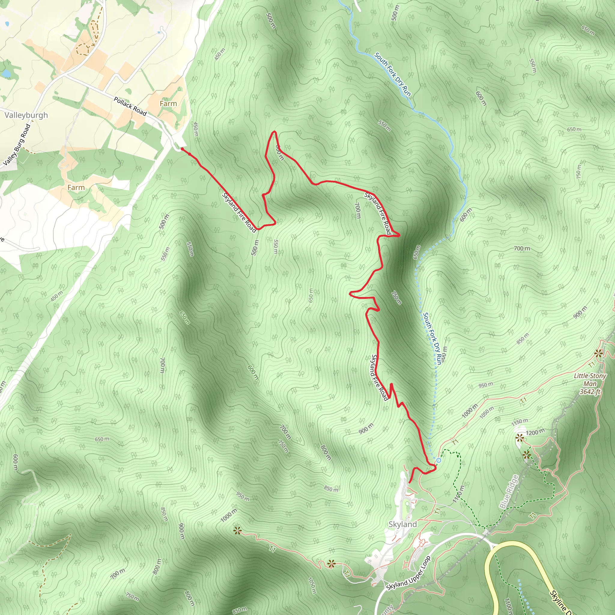 Skyland Fire Road Trail mobile static map
