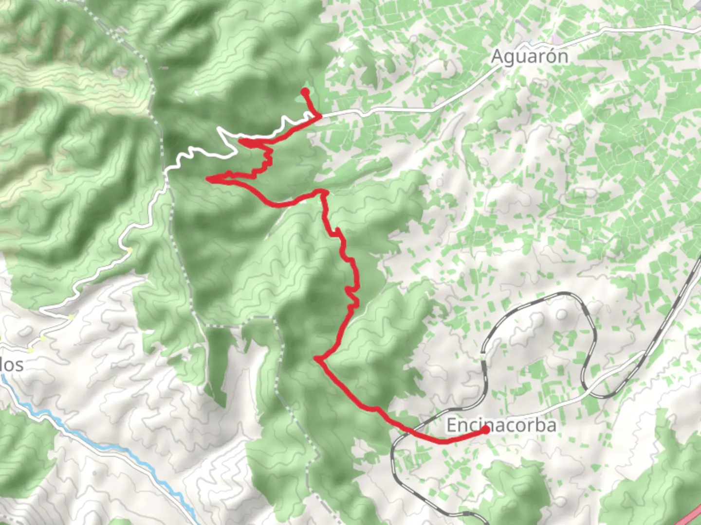 An image depicting the trail Encinacorba - Sanctuary of Our Lady of the Vineyards PR Z 145 and its surrounding area.