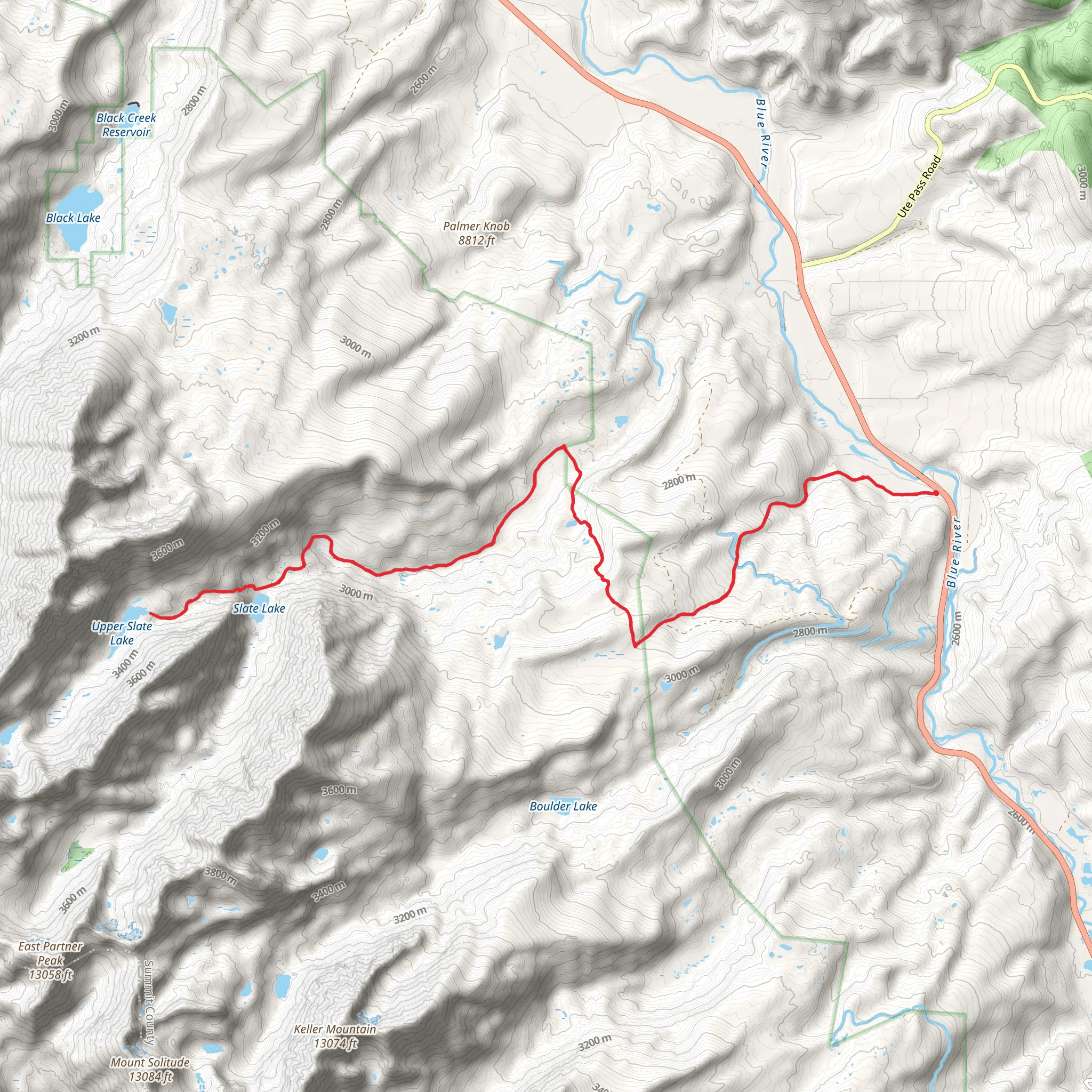 Upper Slate Lake via Harrigan Creek Trail mobile static map