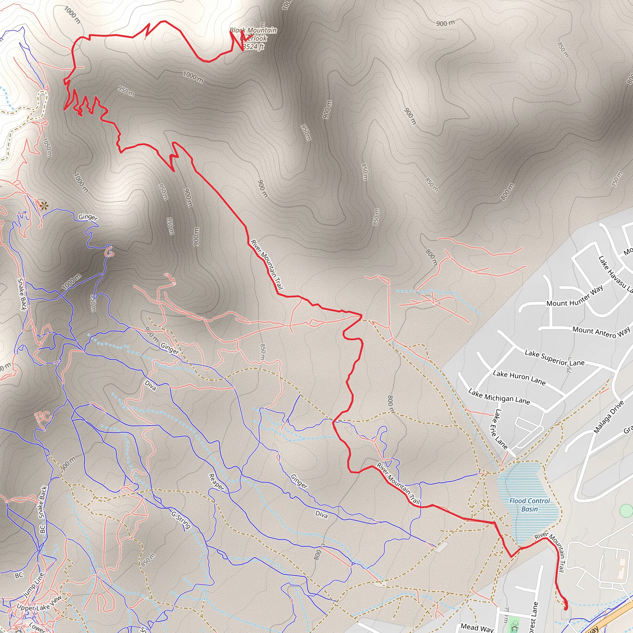 Black Mountain Overlook - River Mountain Trail mobile static map
