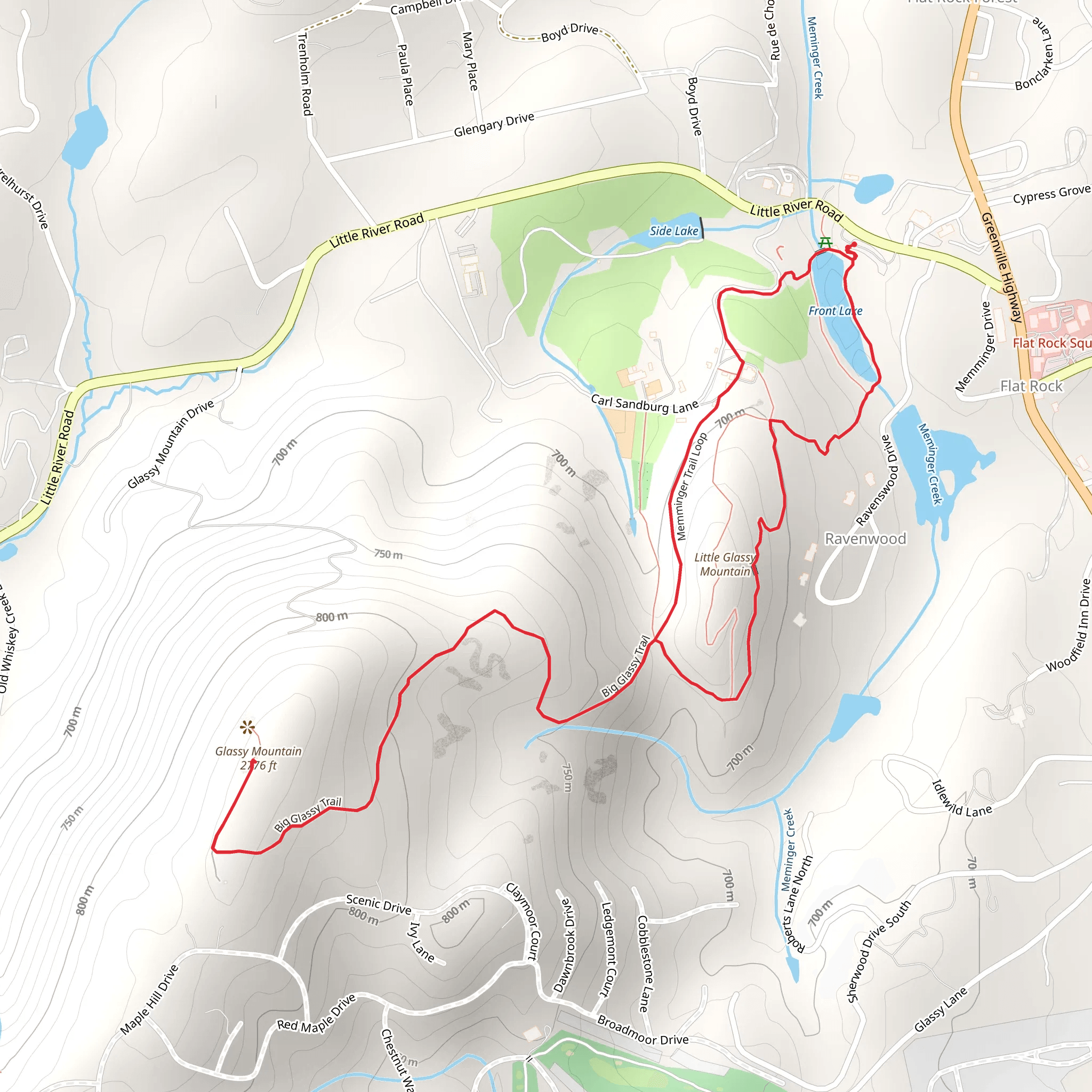 Front Lake, Little Glassy Mountain and Glassy Mountain Loop mobile static map