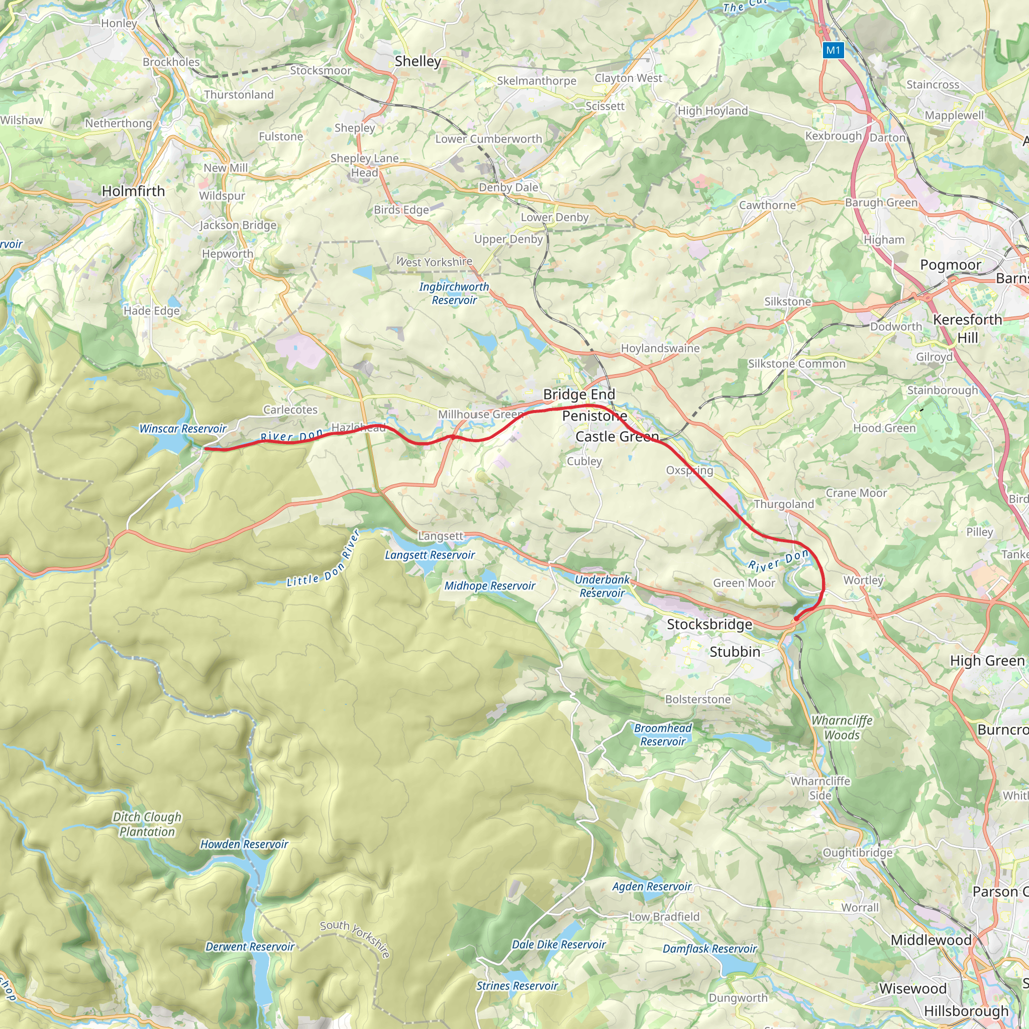 Stocksbridge to Dunford Bridge Walk mobile static map