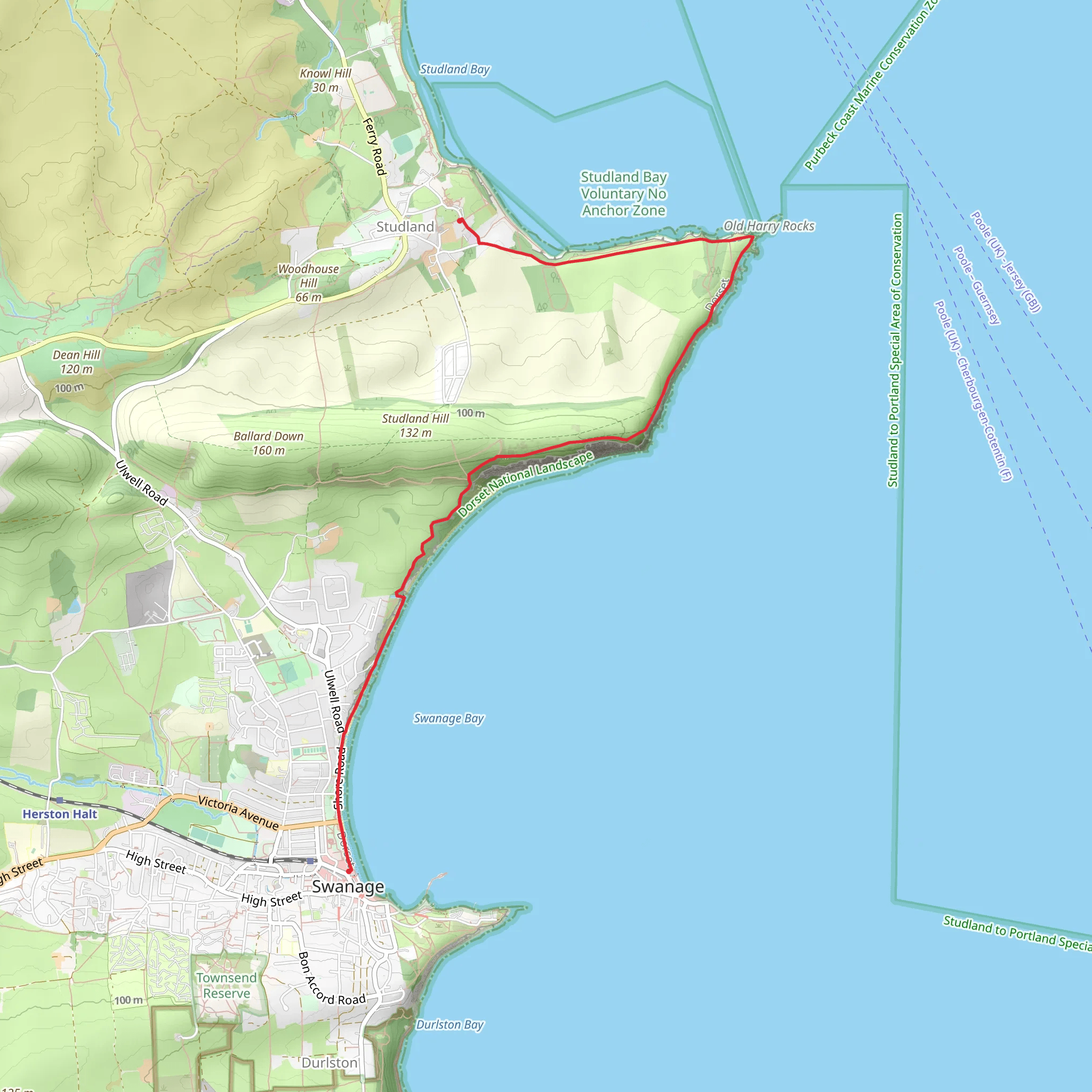 Studland to Swanage Walk mobile static map