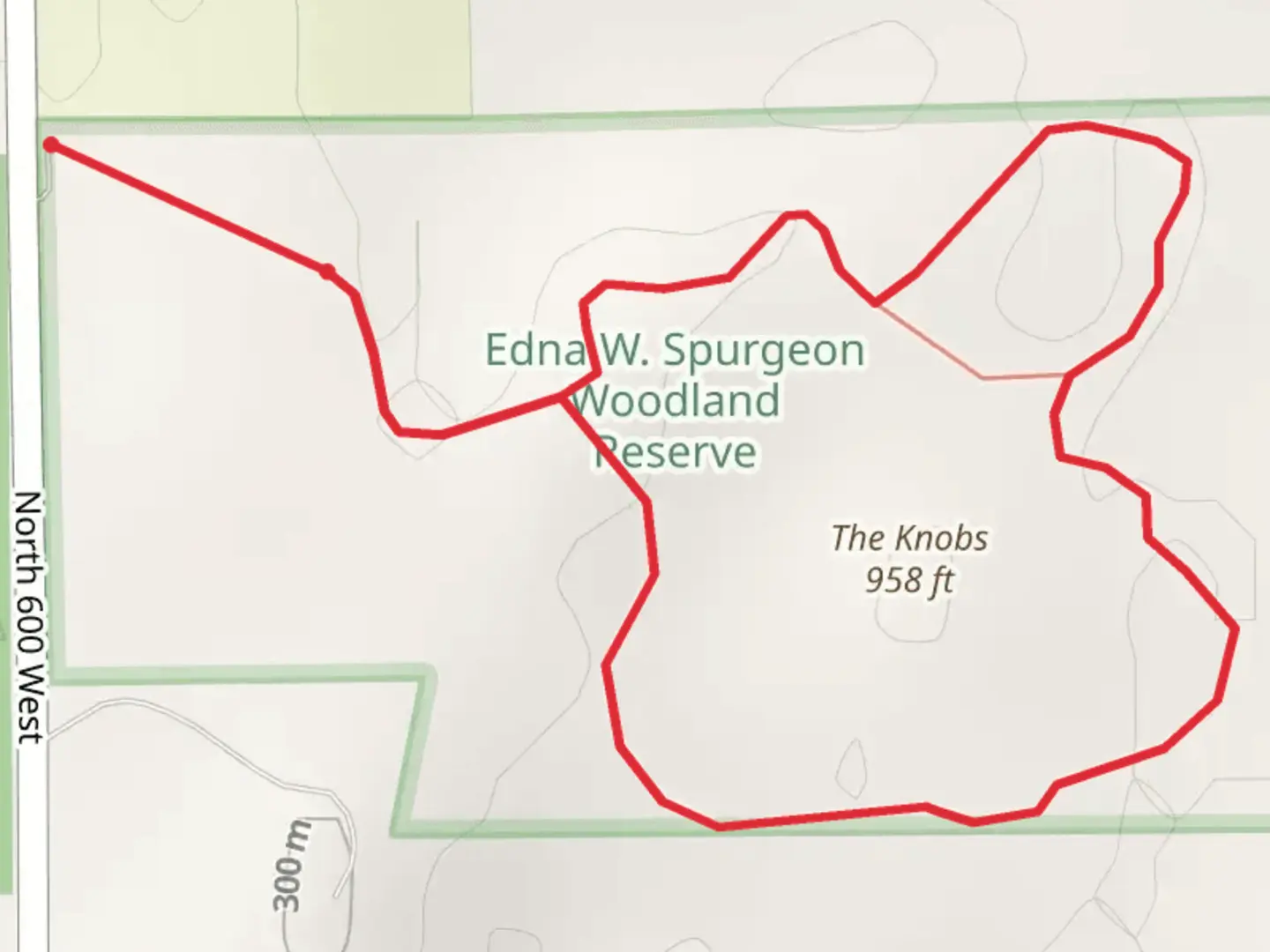 An image depicting the trail The Knobs Loop and its surrounding area.