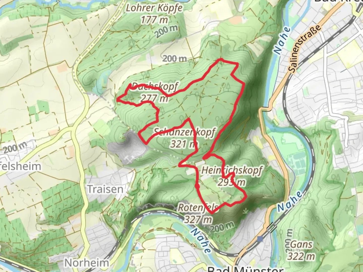 An image depicting the trail Dachskopf and Heinrichskopf via Tour Natur and its surrounding area.