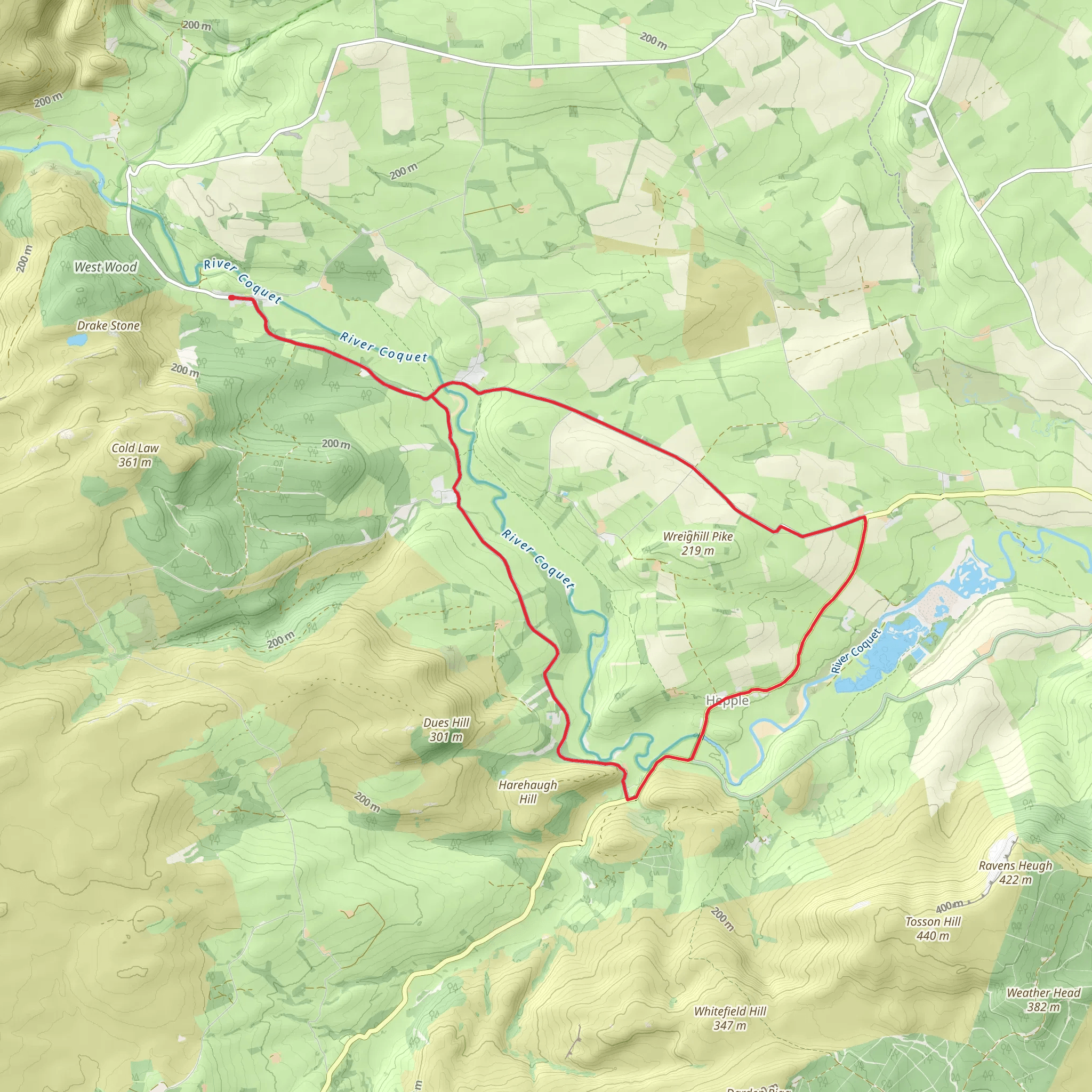 Harbottle and Hepple Loop mobile static map