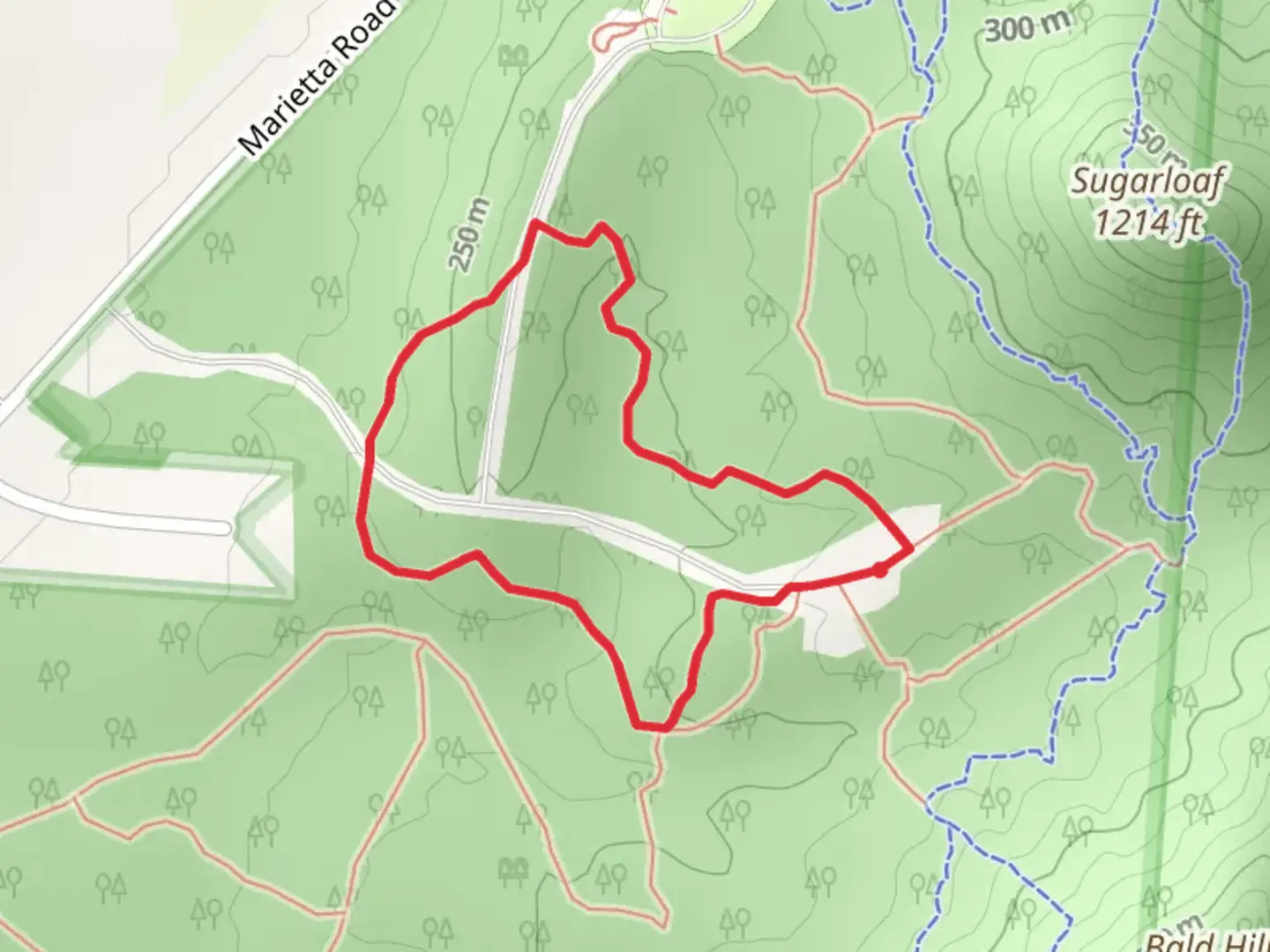 An image depicting the trail Spring Run Loop and its surrounding area.