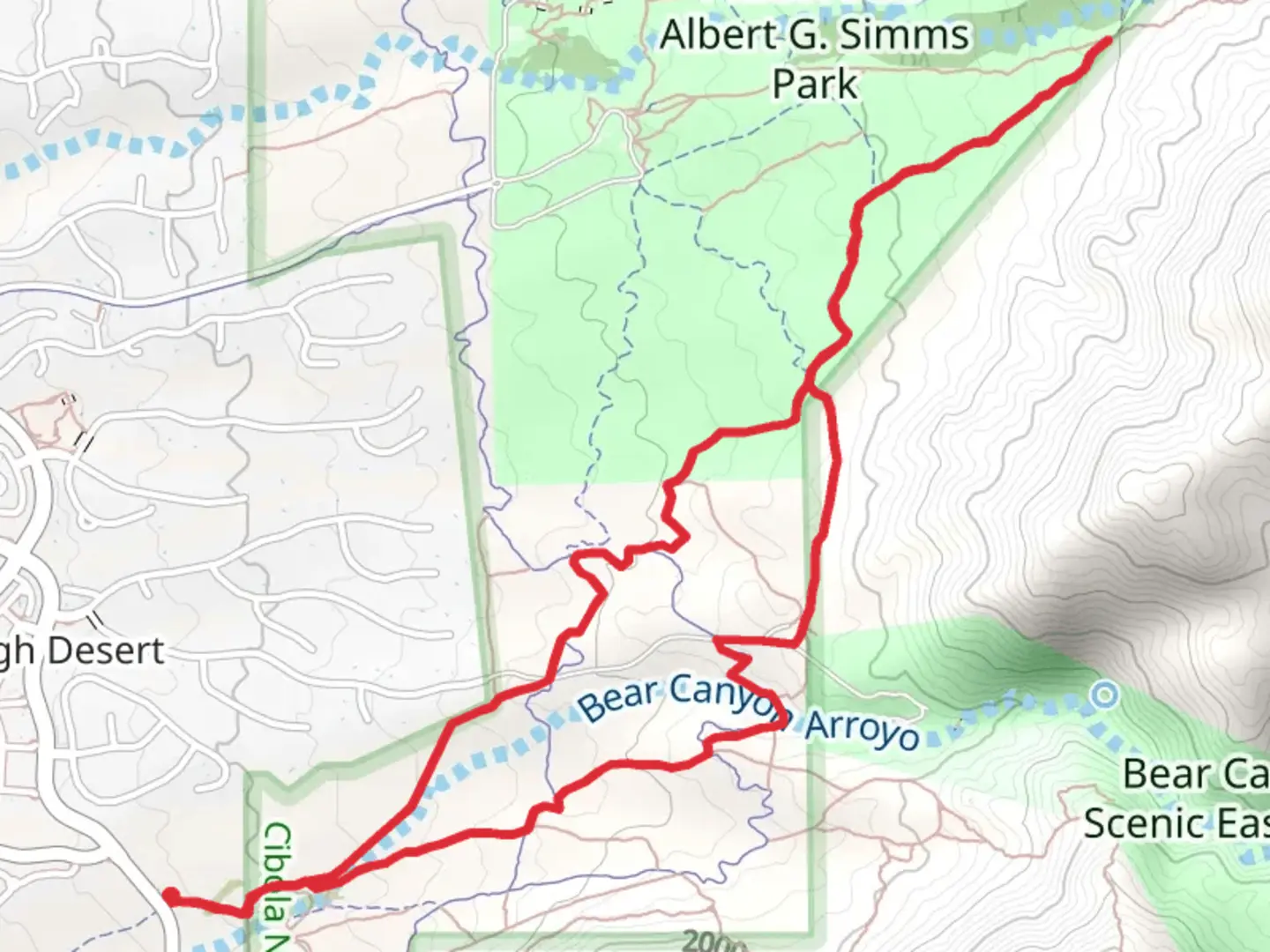 An image depicting the trail Michael Emery, Trail 341 and Bear Canyon Arroyo Loop Trail and its surrounding area.
