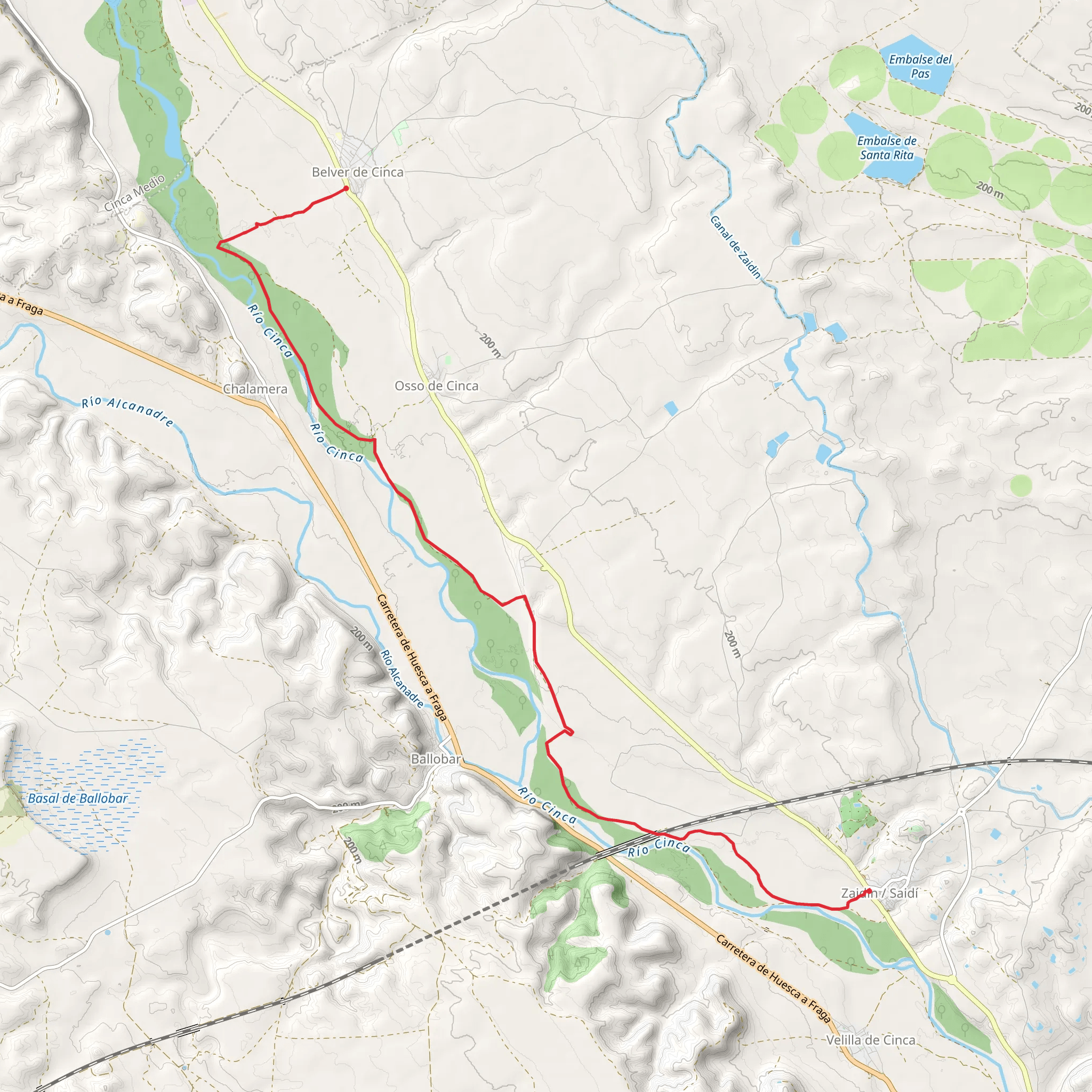 Zaidín - Belver de Cinca PR HU 224 mobile static map