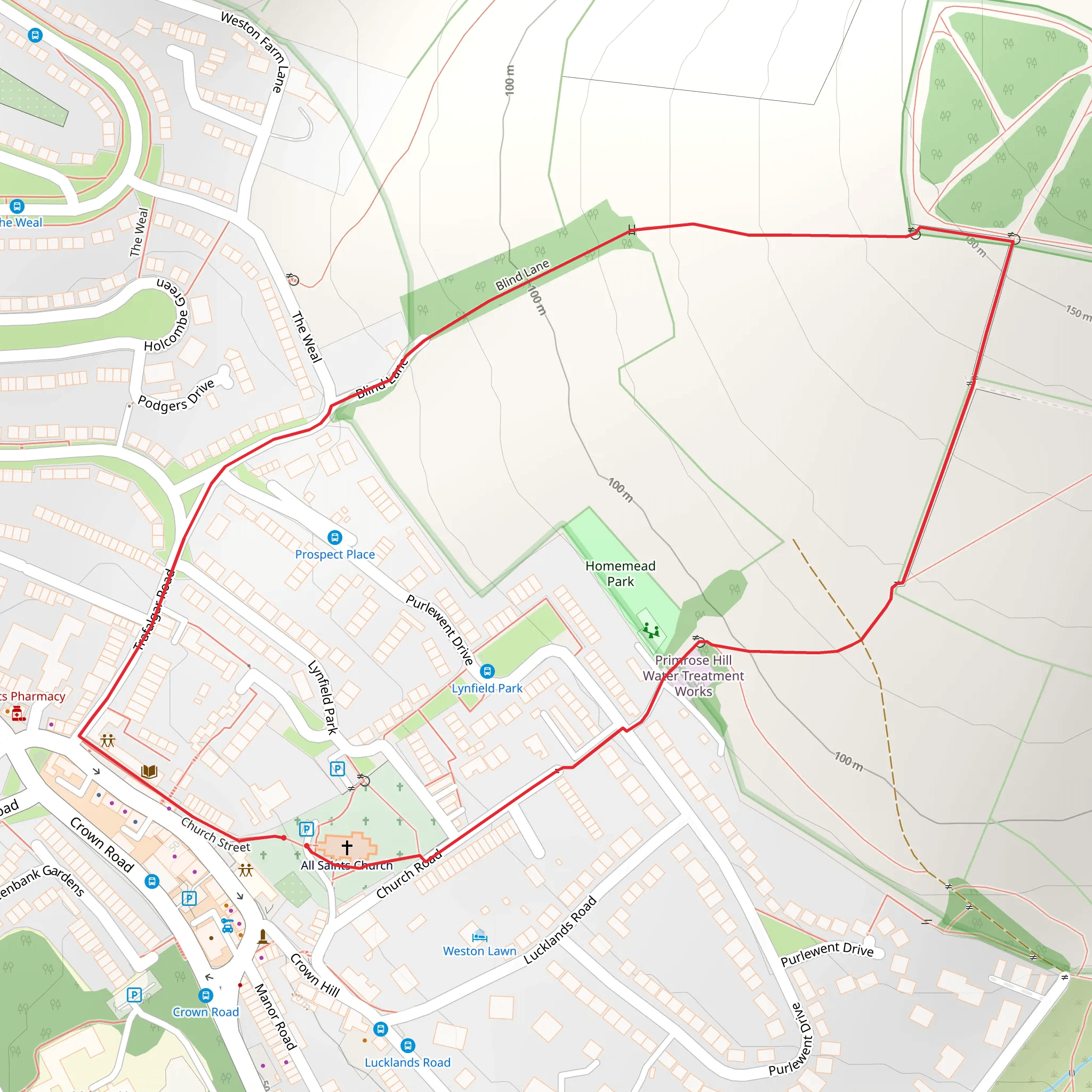 Weston to Primrose Hill mobile static map