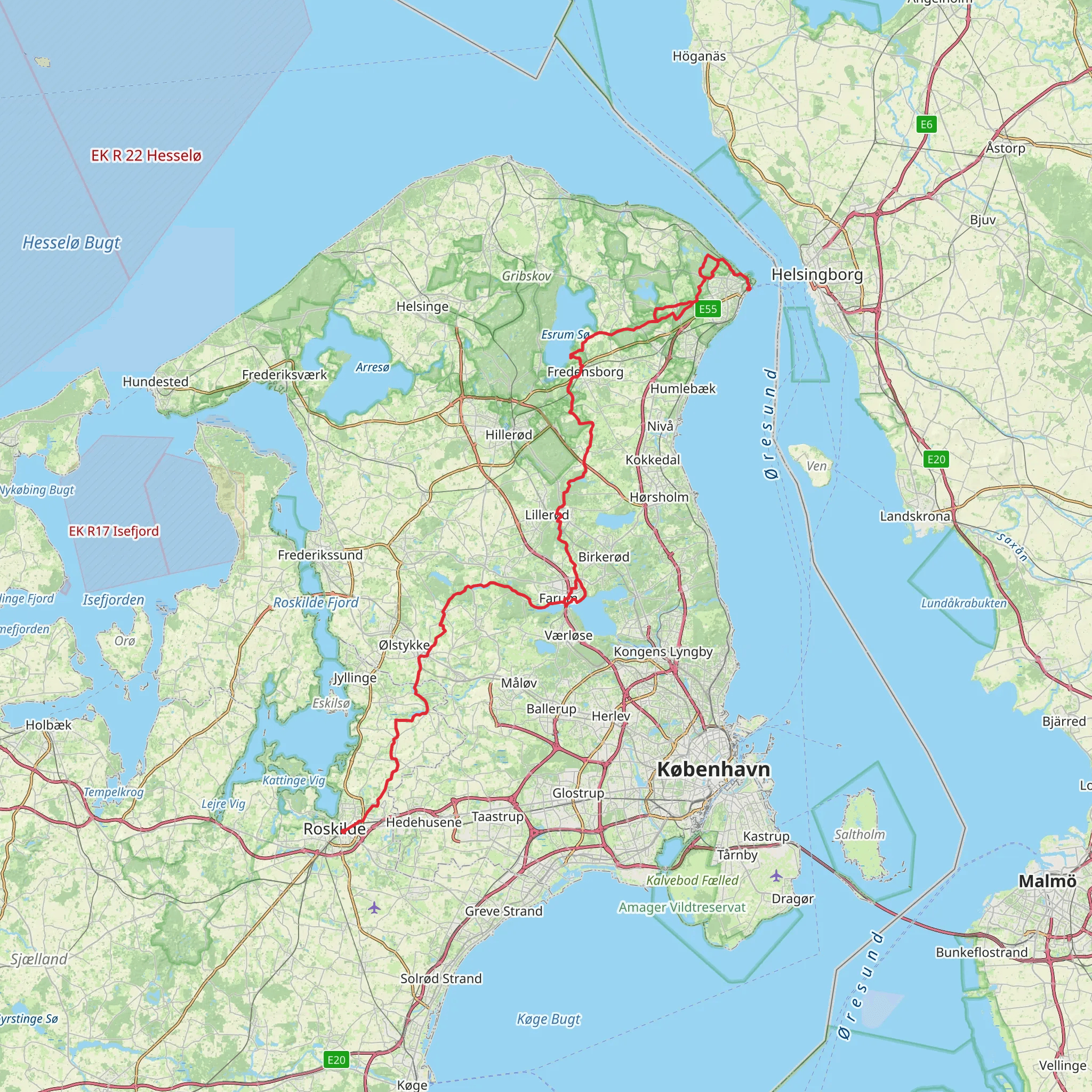 Nordsjaellandsruten mobile static map