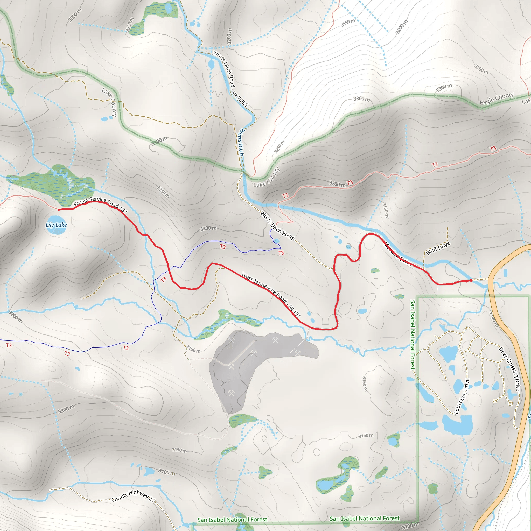 Lily Lake via Meadow Drive mobile static map