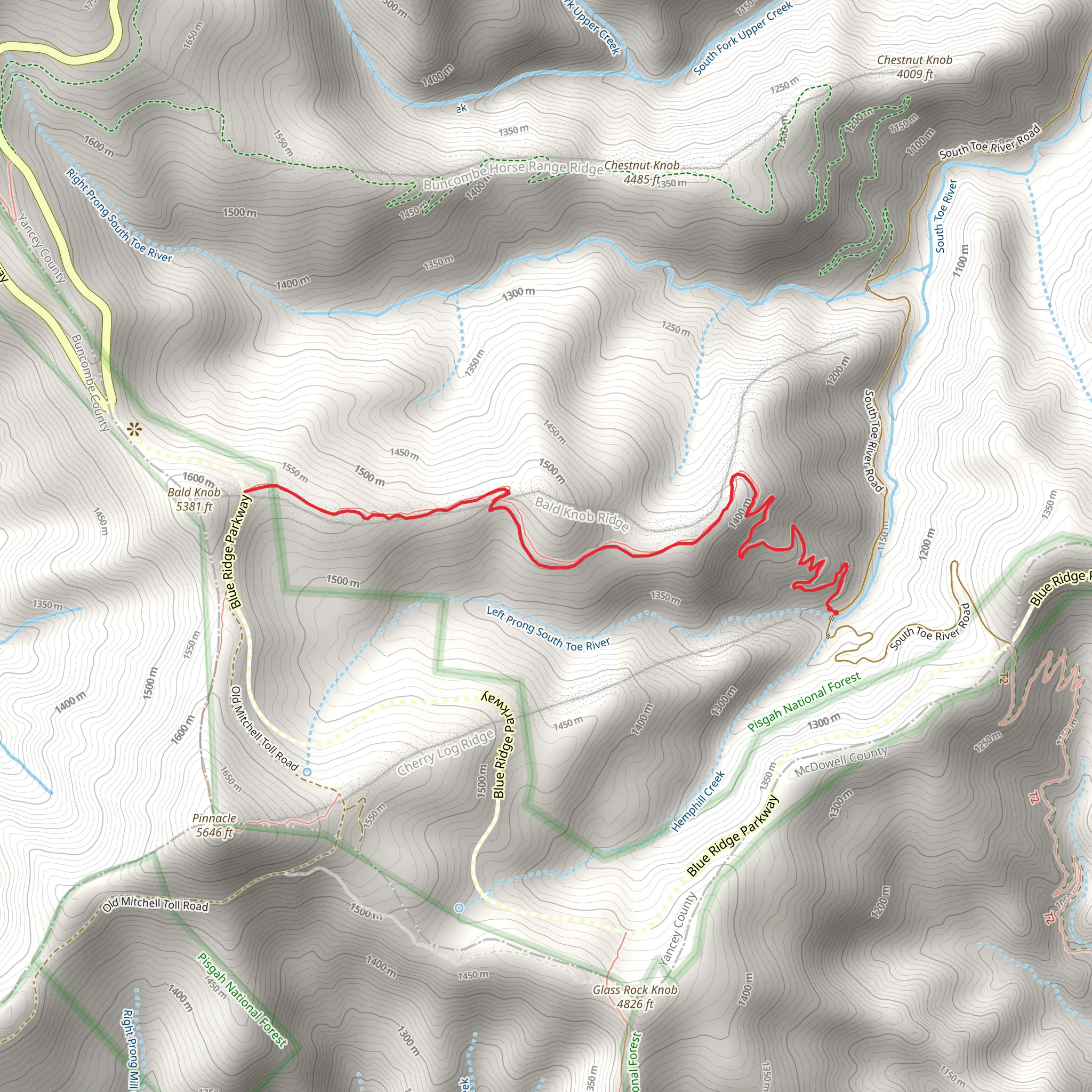 Bald Knob Ridge Trail mobile static map