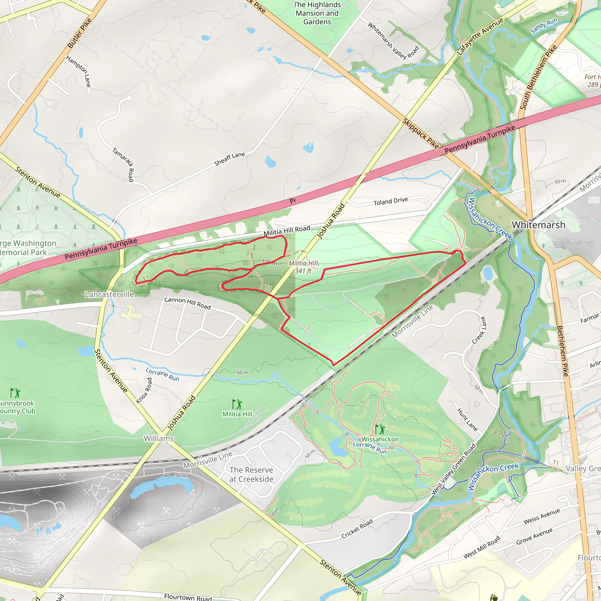 Fort Washington State Park Loop Trail mobile static map