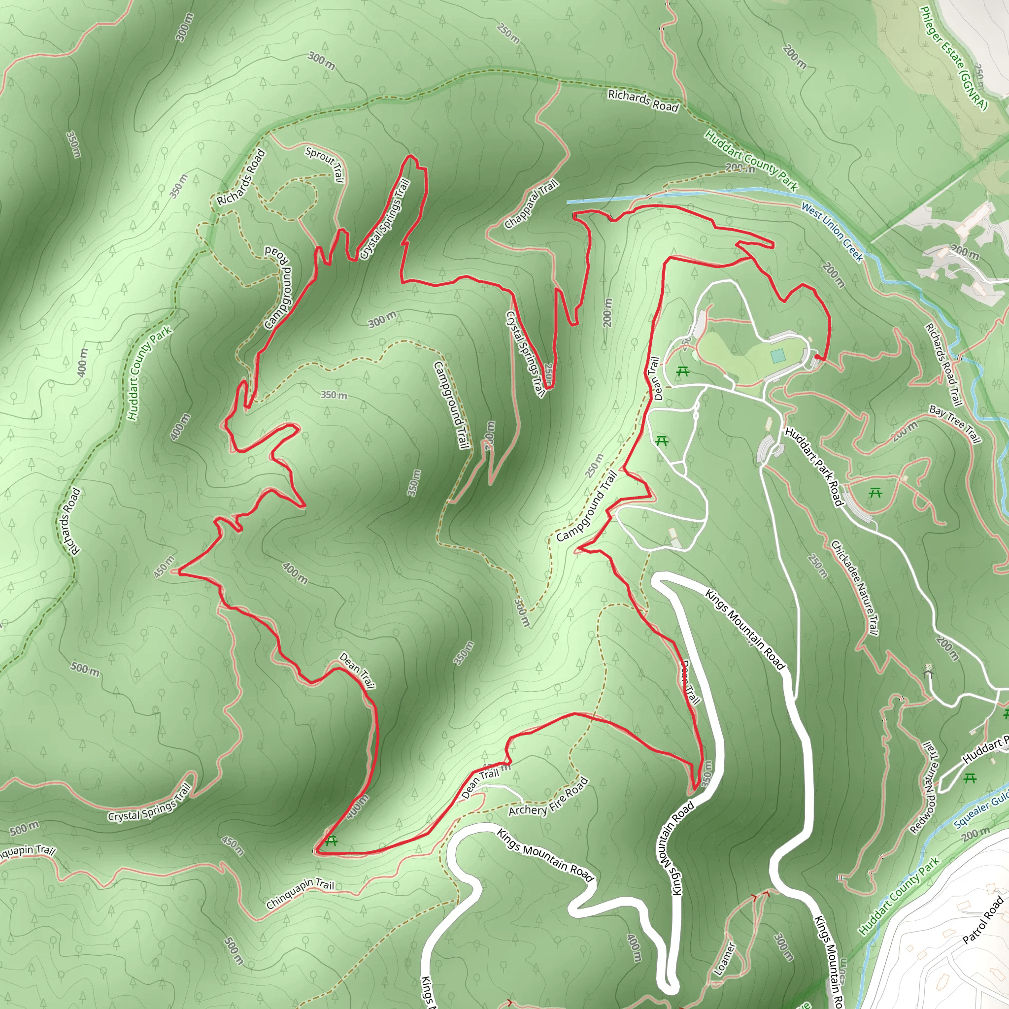 Crystal Springs Trail Loop mobile static map