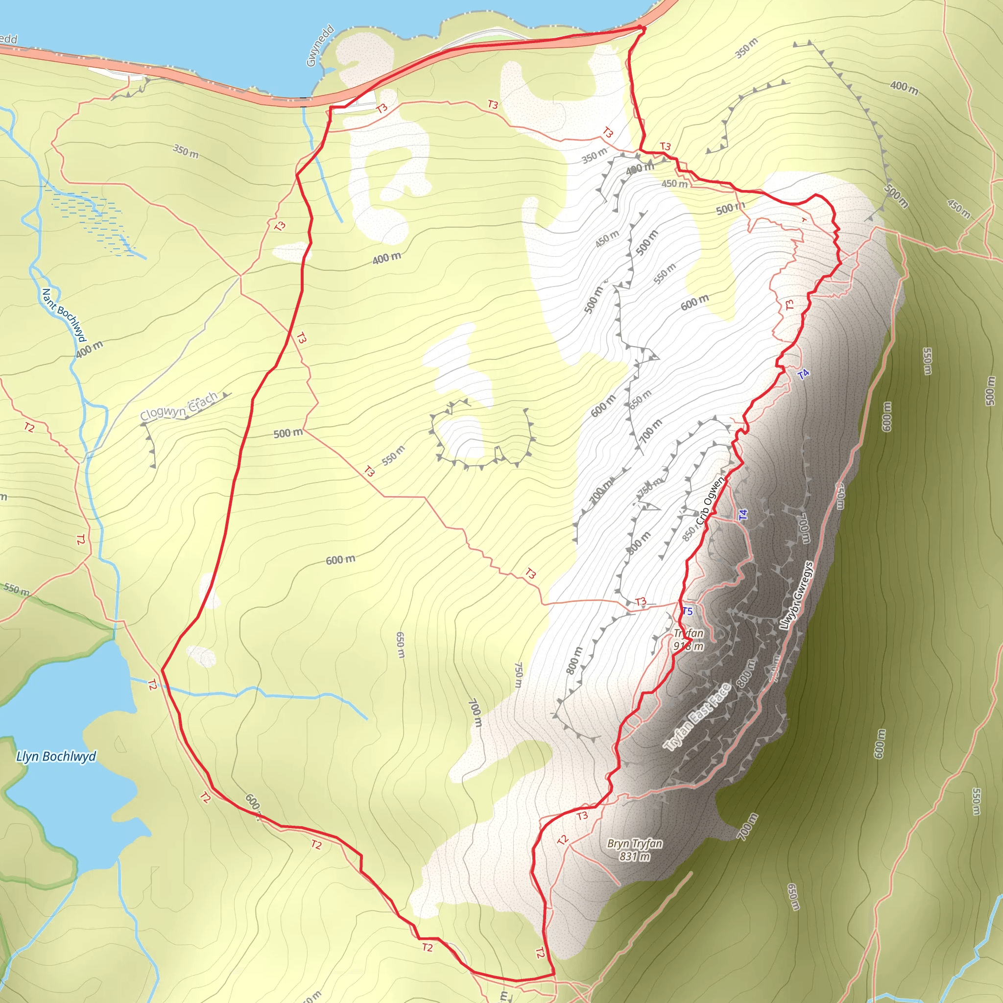 Tryfan (North Ridge Scramble) mobile static map