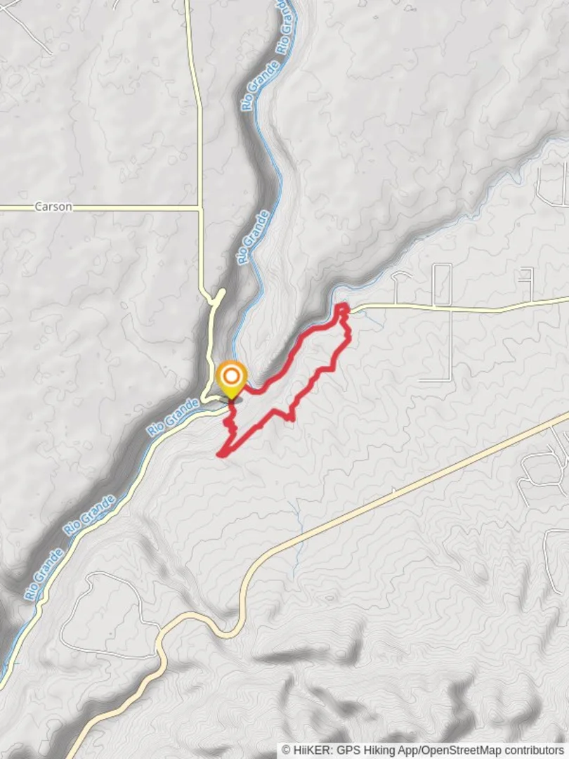 An image depicting the trail Klauer Trail, Picuris Trail and The Slide Trail and its surrounding area.