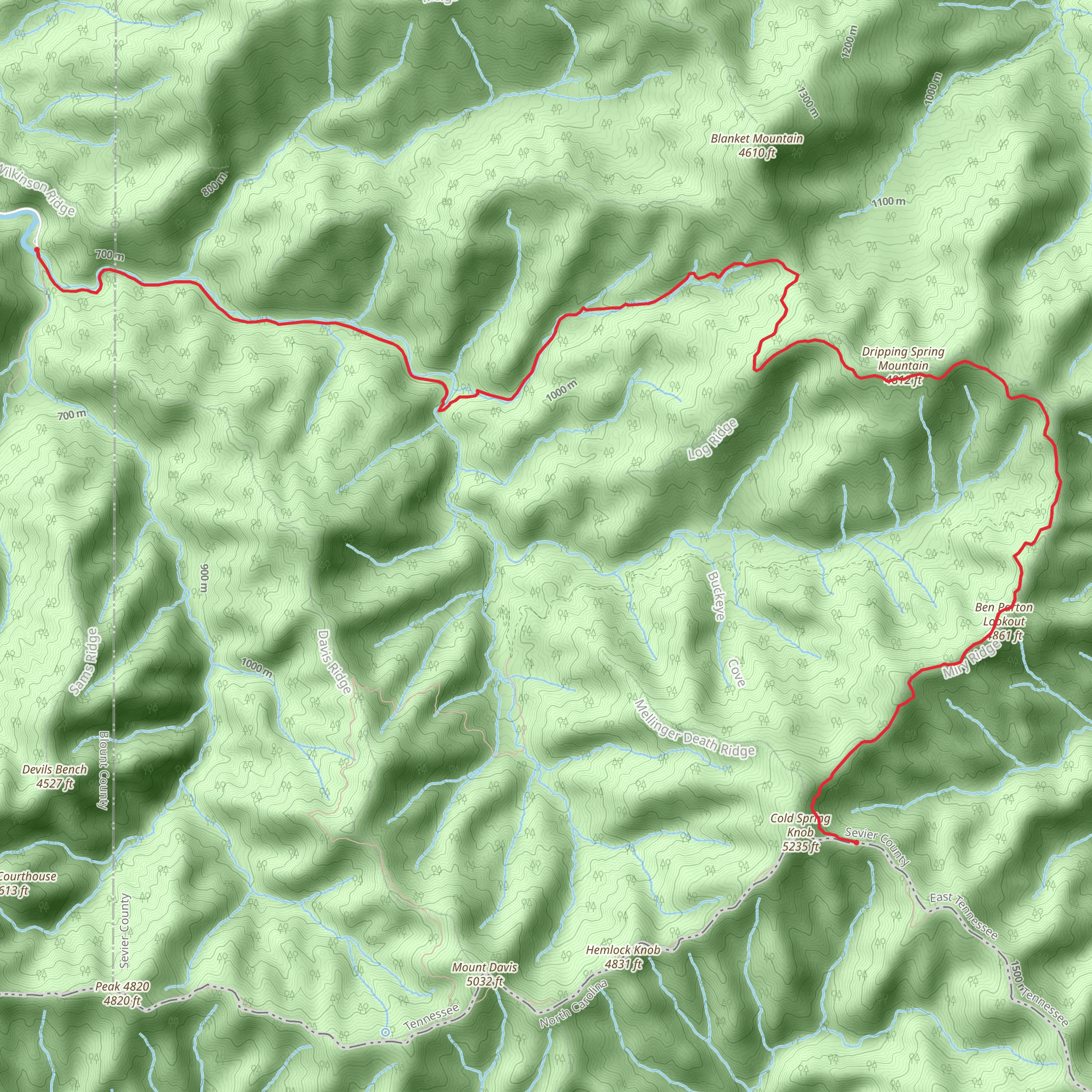 Middle Prong, Panther Creek and Miry Ridge Trail mobile static map