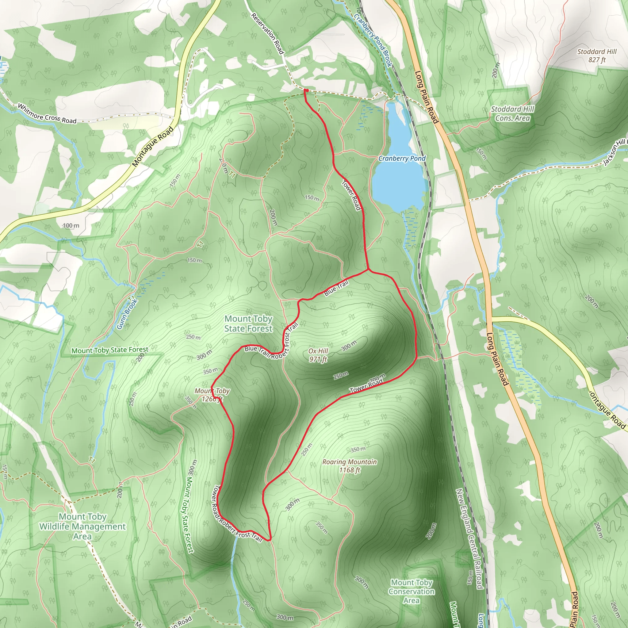 Mount Toby and Cranberry Pond Loop mobile static map
