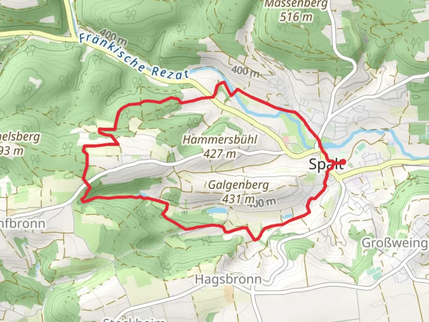 An image depicting the trail Spalt IVV 07 Loop and its surrounding area.