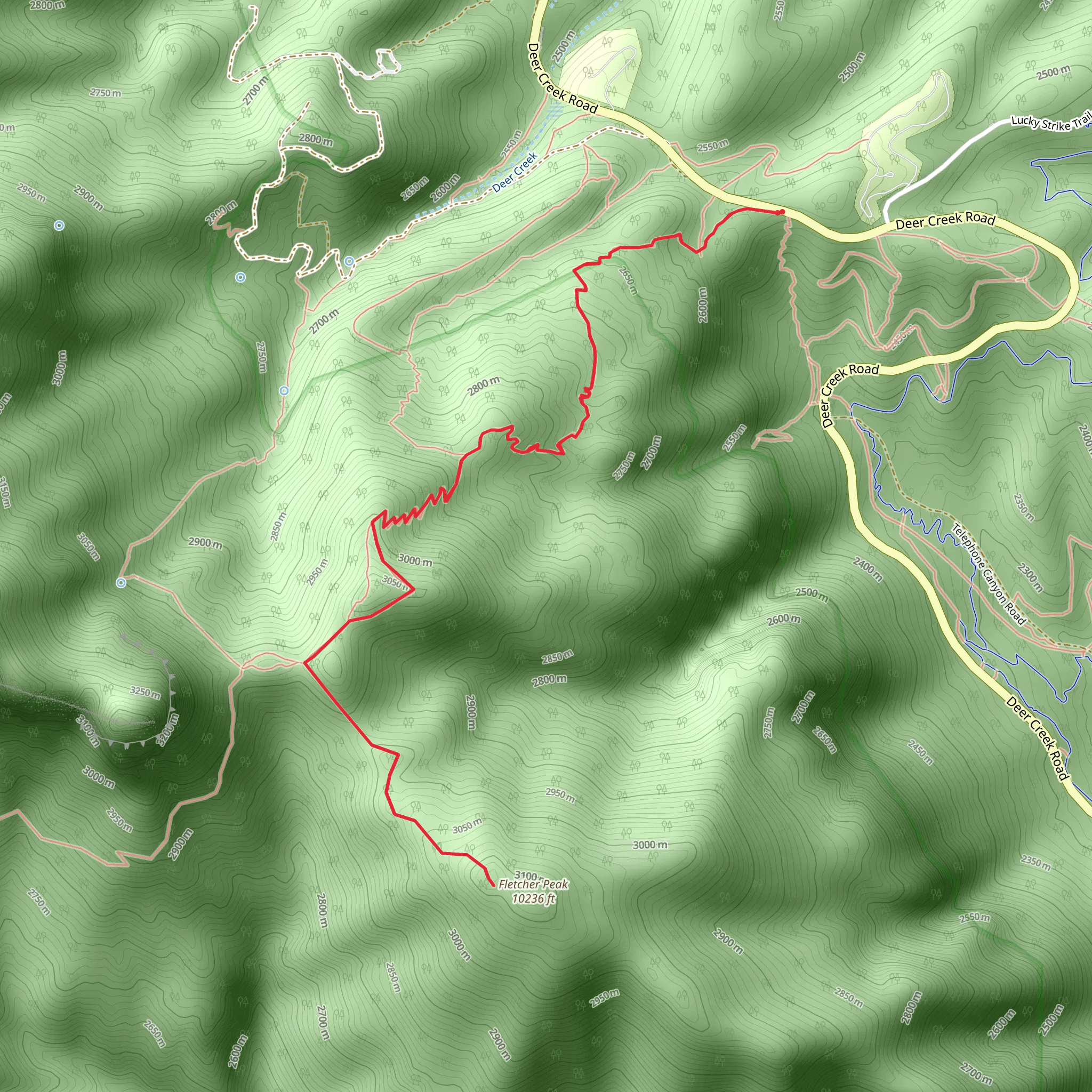Fletcher Peak via Charleston Peak Trail mobile static map