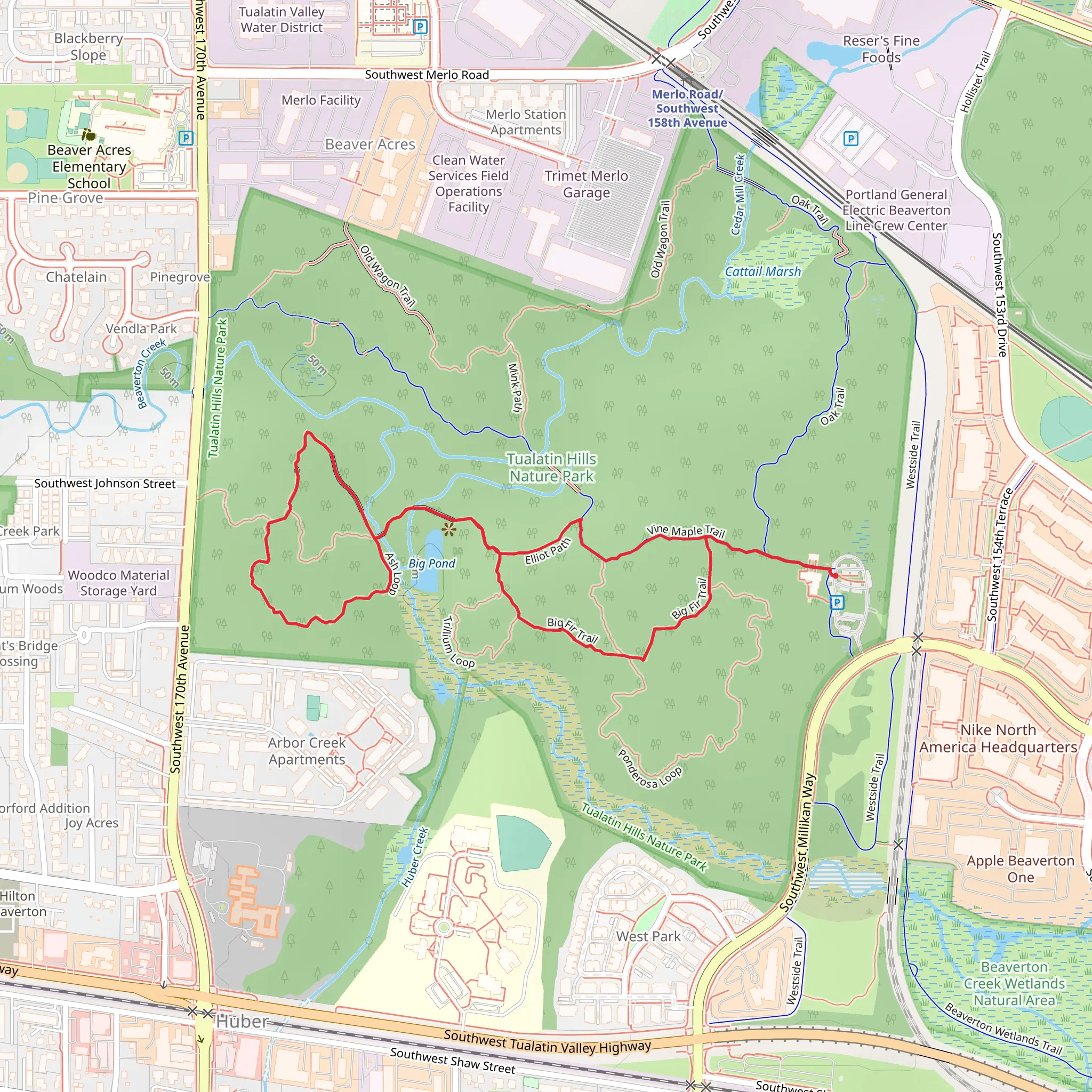 Big Pond - Ash Loop - Big Fir Trail mobile static map